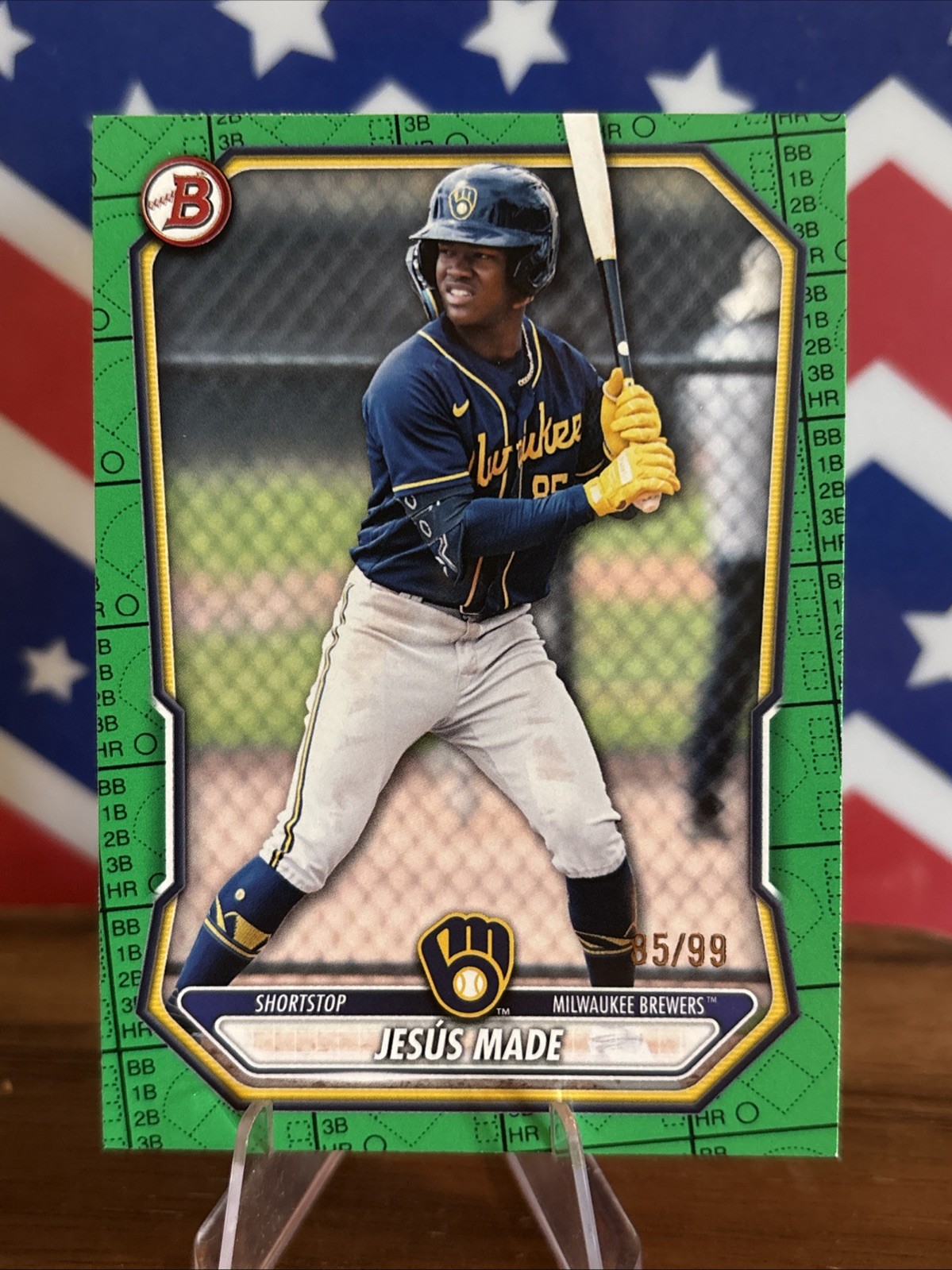 2026 Bowman Jesus Made Green scorecard /99