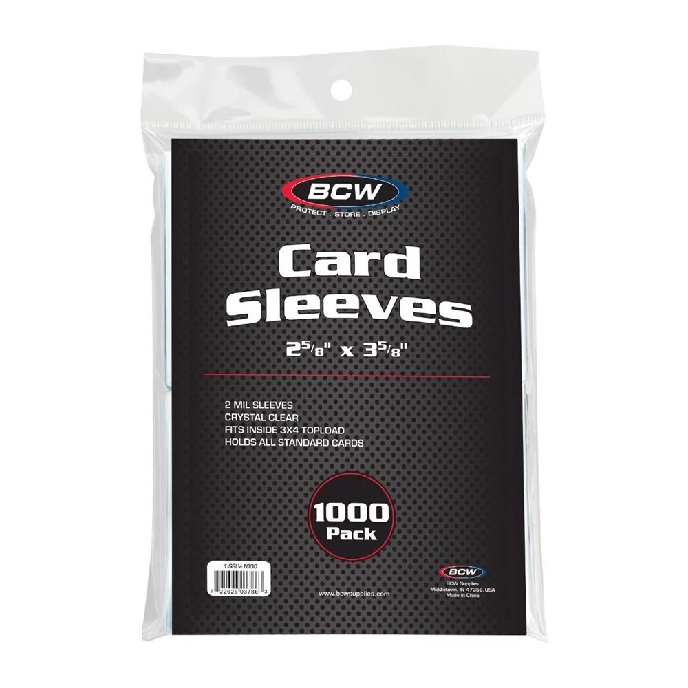 Bulk Pack of 1000 BCW Soft Poly Trading Card Sleeves – 2 5/8 x 3 5/8