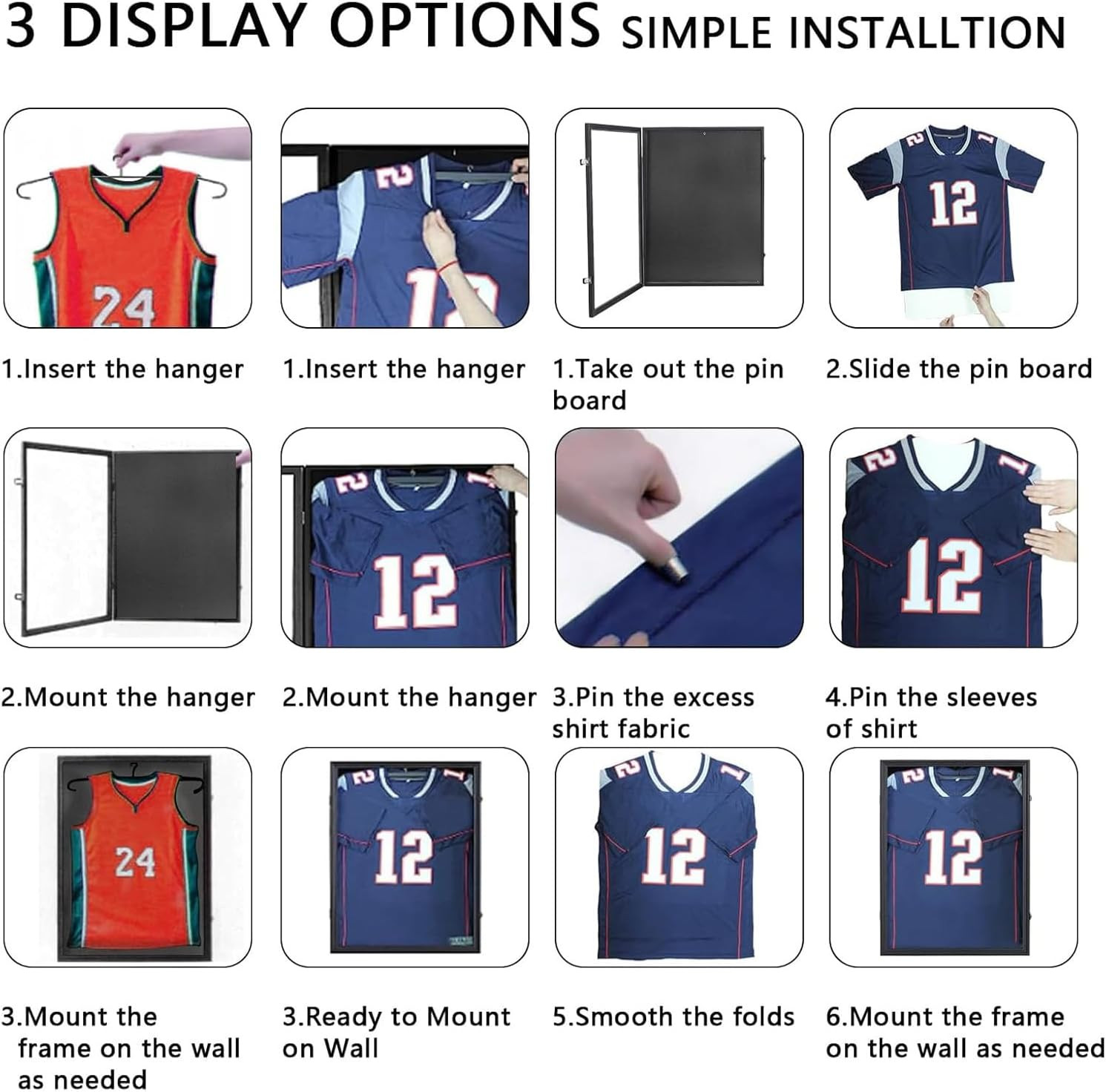 Jersey Frame Display Case Large Lockable Sports Jersey Frame Shadow Box with Uv