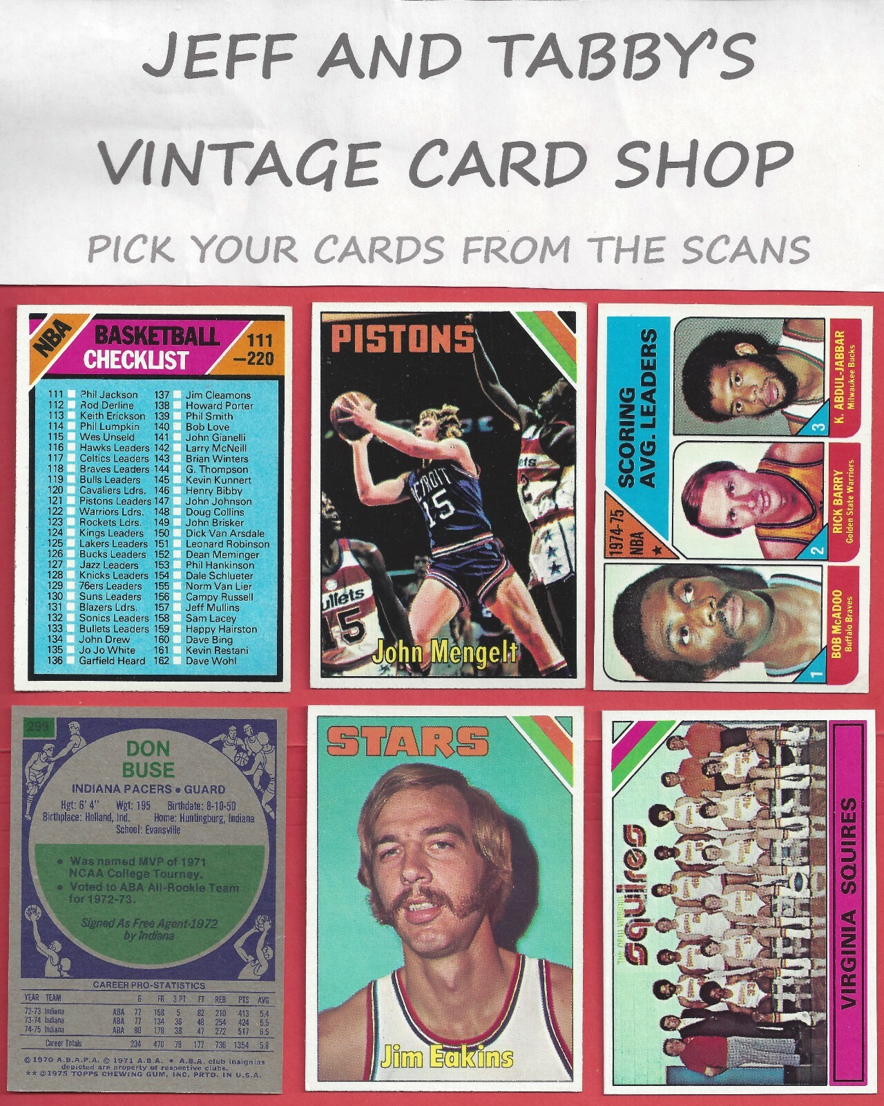 1975-76 TOPPS BASKETBALL 1 TO 330 / SEE DROP DOWN MENU