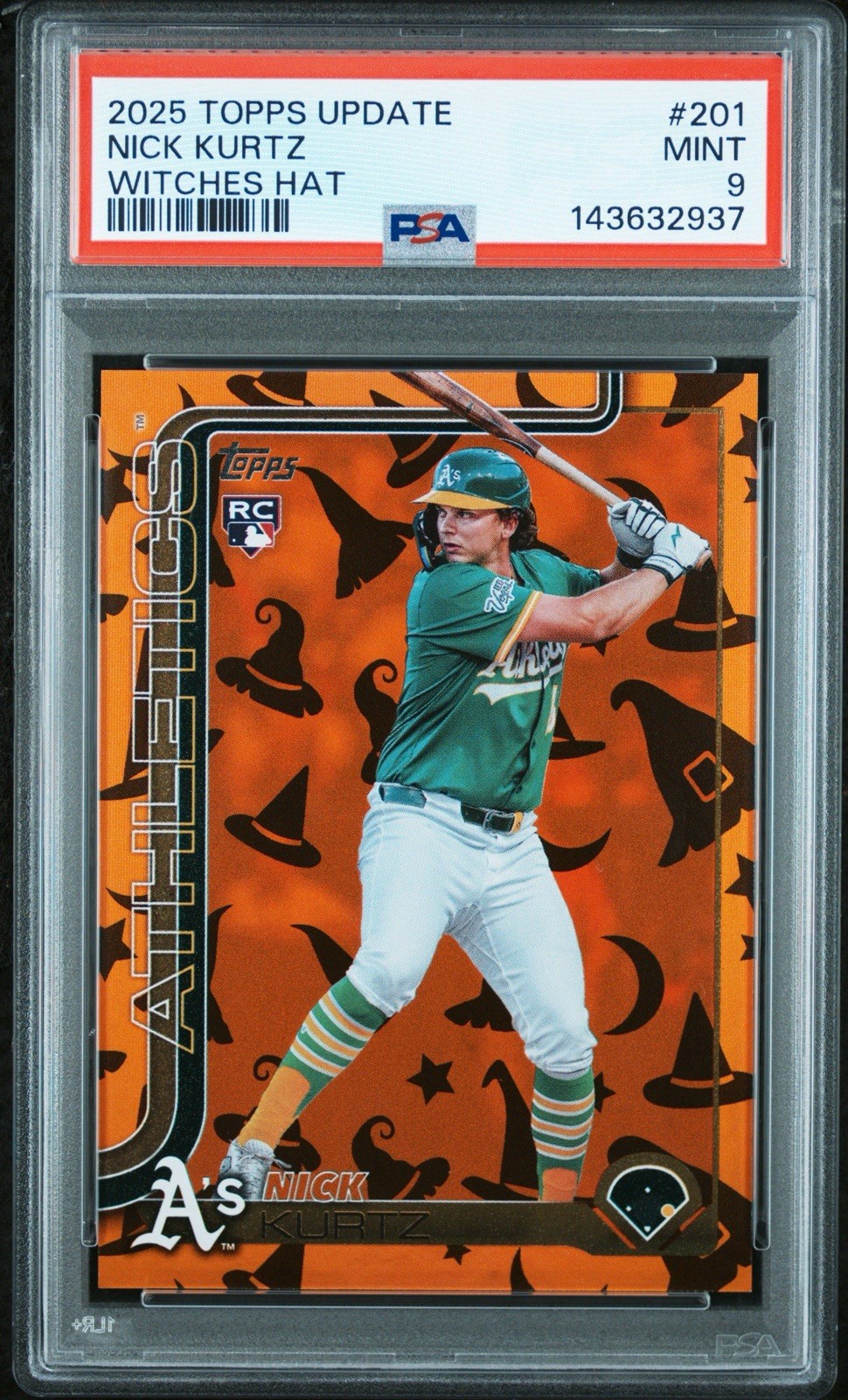 2025 TOPPS UPDATE #201 NICK KURTZ ROOKIE WITCHES HAT /5 PSA 9 POP 1