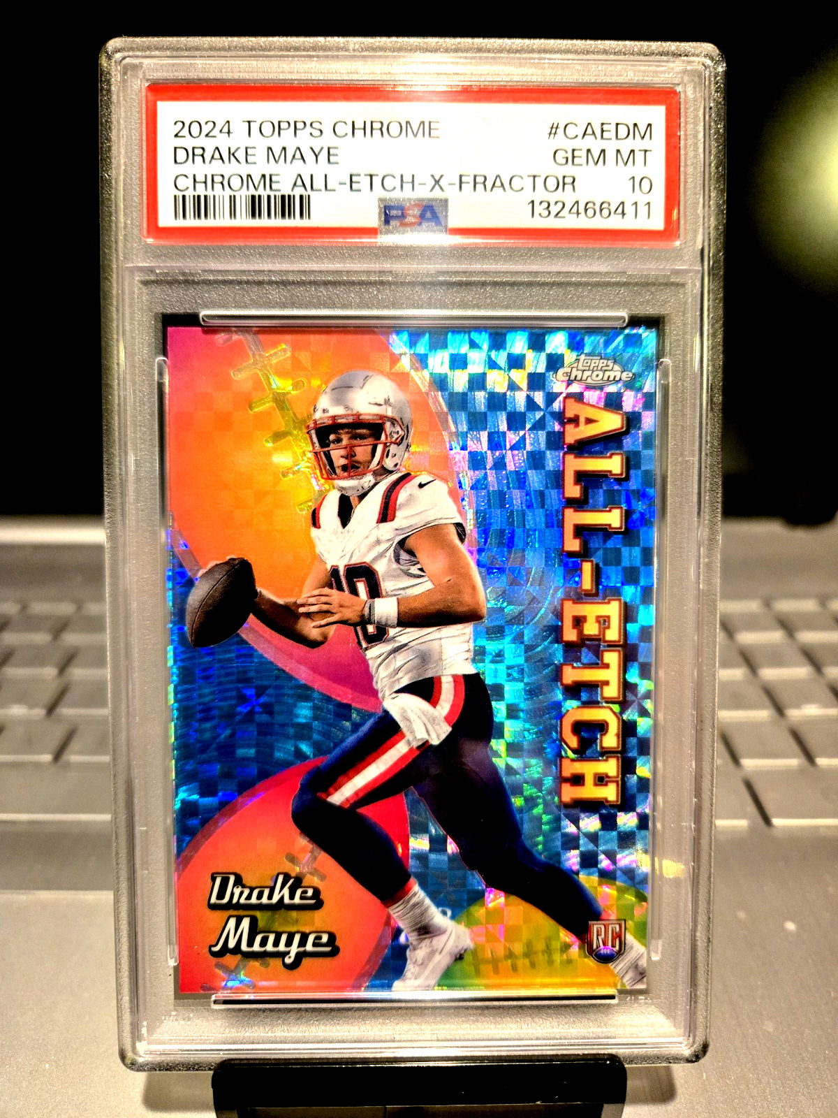 2024 Topps Chrome Drake Maye Chrome ALL-ETCH-X-FRACTOR #CAEDM Gem Mt. 10 “TB-10.