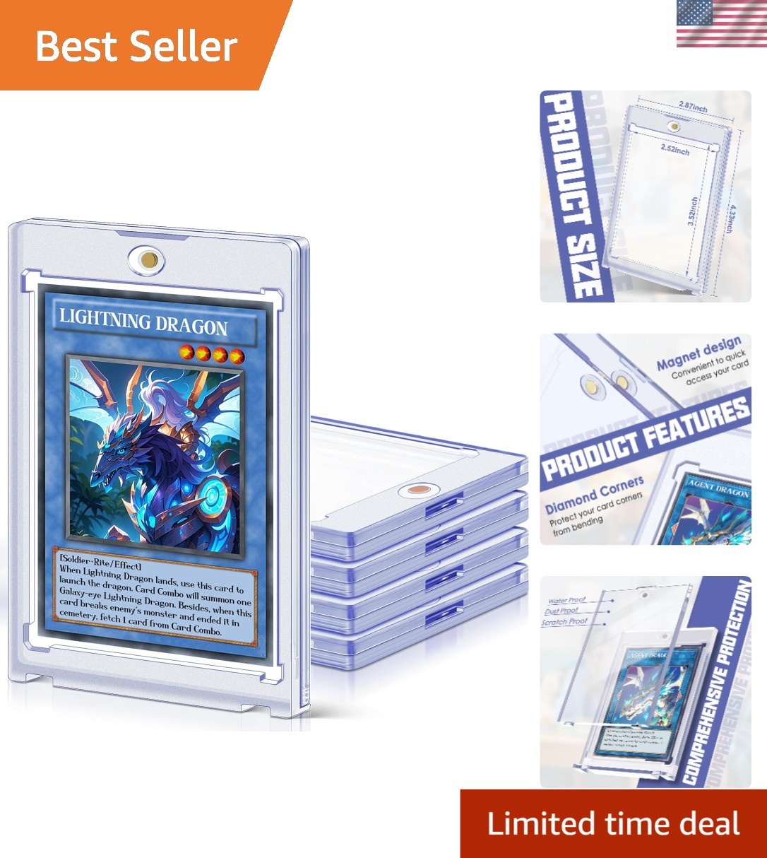 Clear Magnetic Card Holders, 35 pt Thickness, 5 Count for Collectors