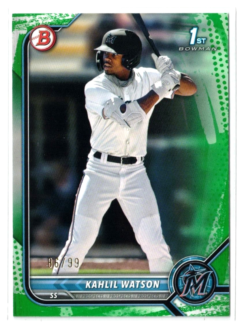 2022 1st Bowman Paper GREEN Pattern RC Kahlil Watson #BP-3! Guardians Rookie /99
