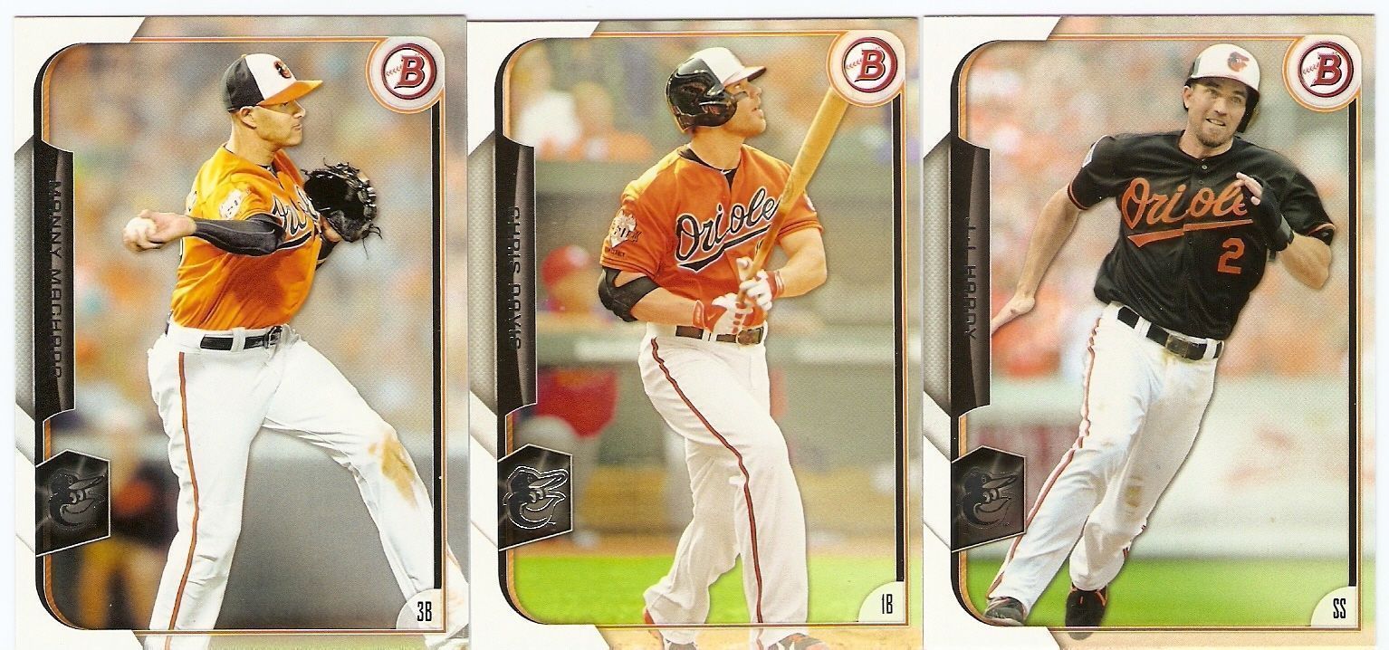 MANNY MACHADO CHRIS DAVIS J.J. HARDY 2015 BOWMAN BALTIMORE ORIOLES TEAM SET 3 CA