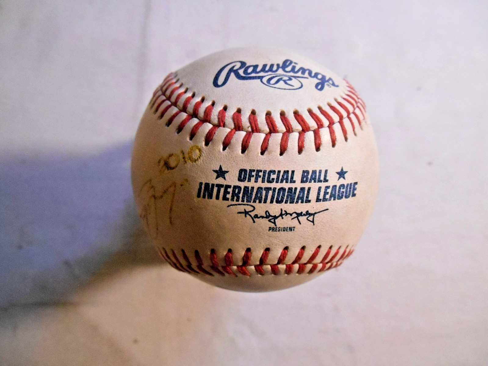 Signed Baseball From Unknown Player 2010 Official Ball International League