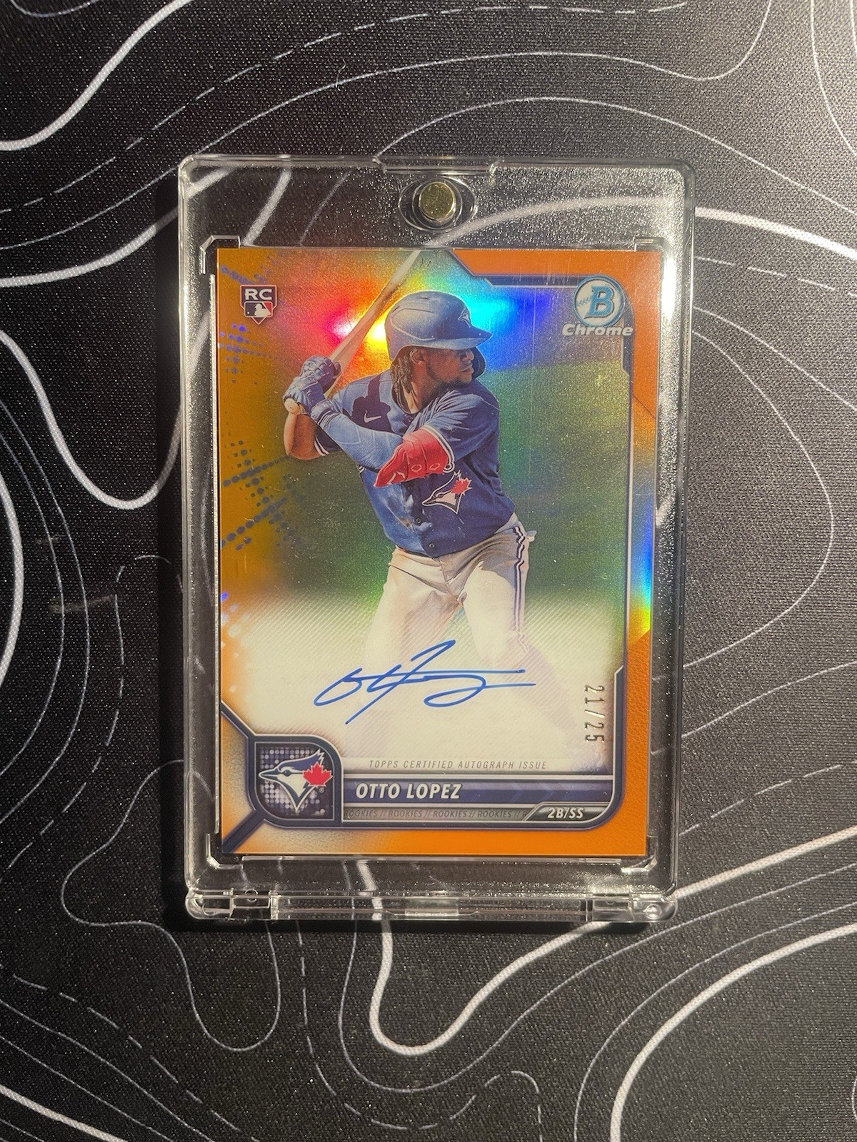 2022 Bowman Chrome Otto Lopez RC Orange Refractor Auto /25 #CRA-OL