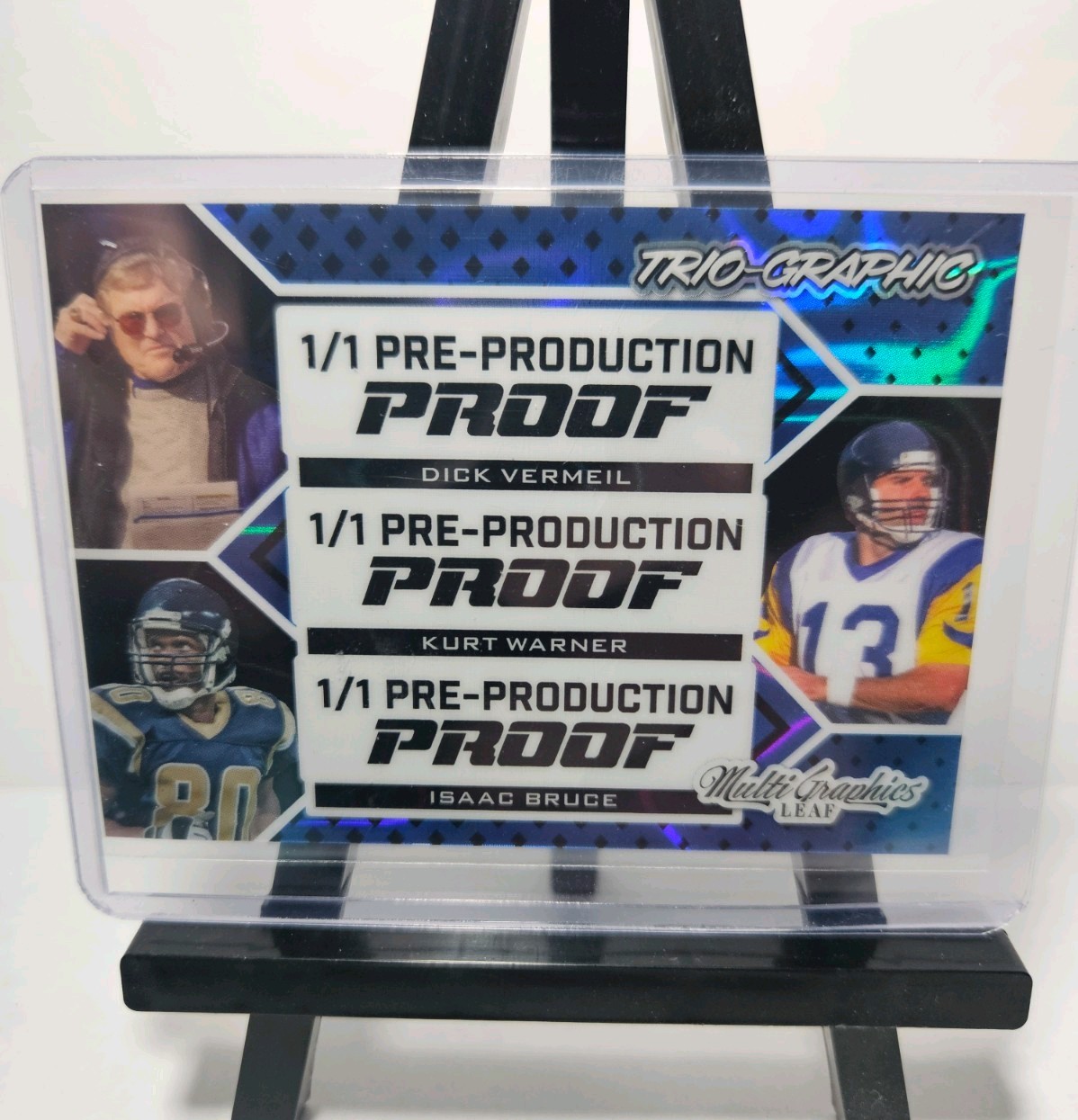2024 Leaf Multigraphics Kurt Warner Dick Vermeil Isaac Bruce Pre Proof 1/1