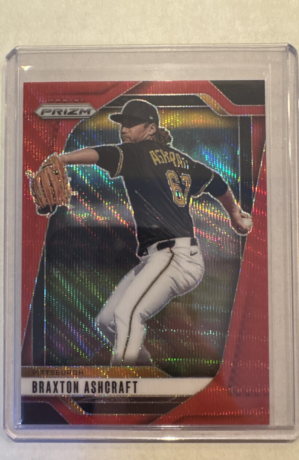 2025 Panini Prizm – Braxton Ashcraft, Braxton Ashcraft #281 Ruby Wave Prizm (RC)