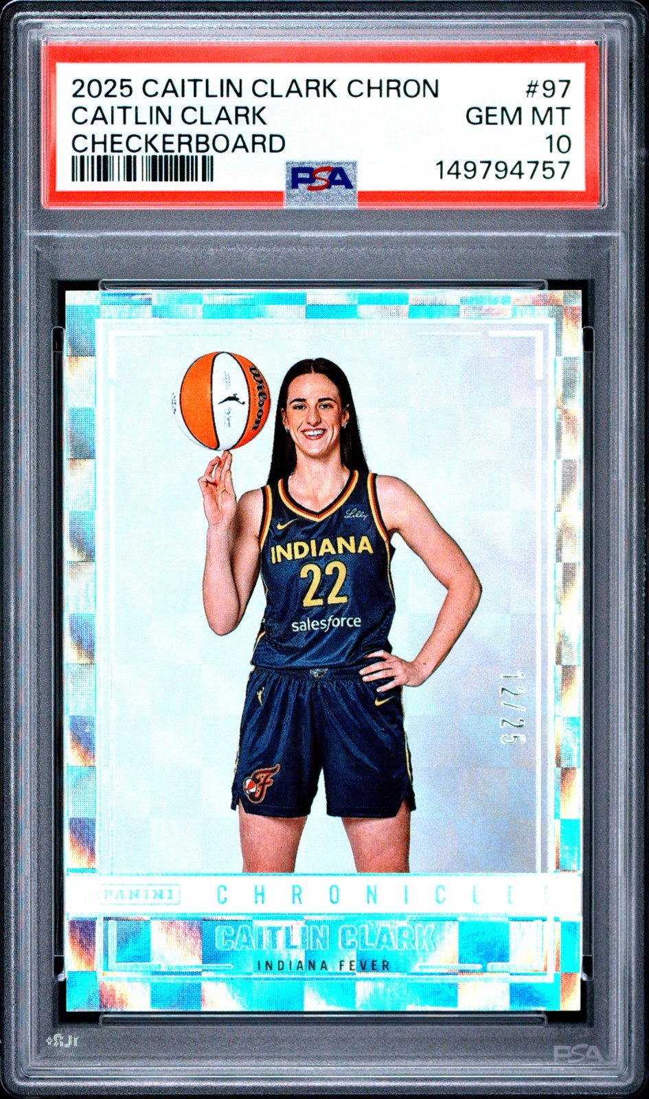 2025 Caitlin Clark Chronicles Caitlin Clark Checkerboard /25 #97 PSA 10 GEM MINT