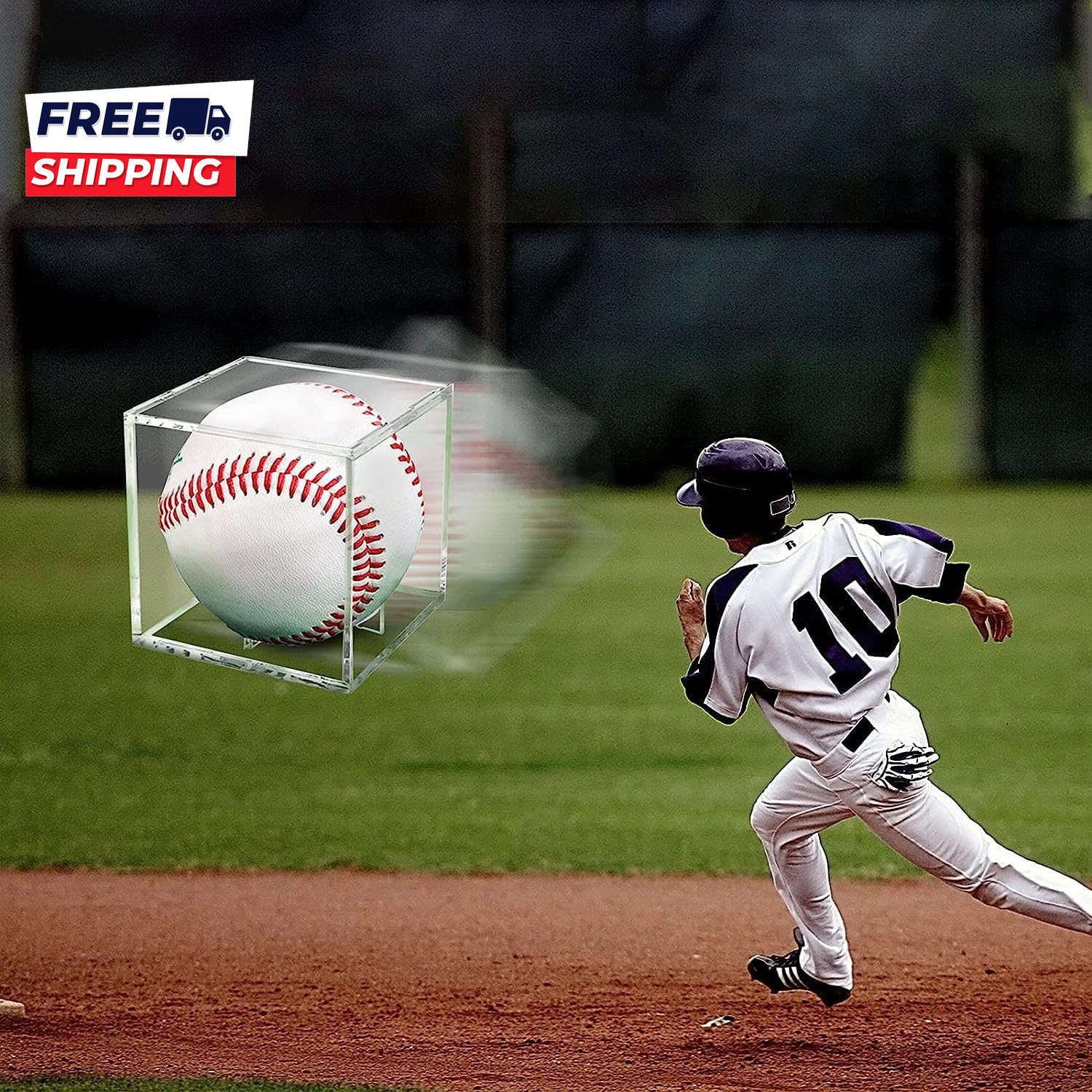 Baseball Display Case UV Protected Acrylic Clear Baseball Holder Square Cube Bal