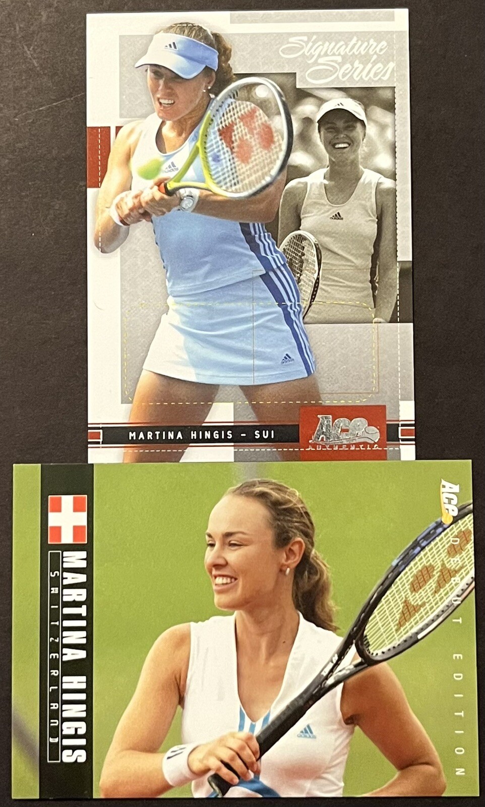 (2) 2005 ACE MARTINA HINGIS DEBUT EDITION SIGNATURE SERIES #24 #38