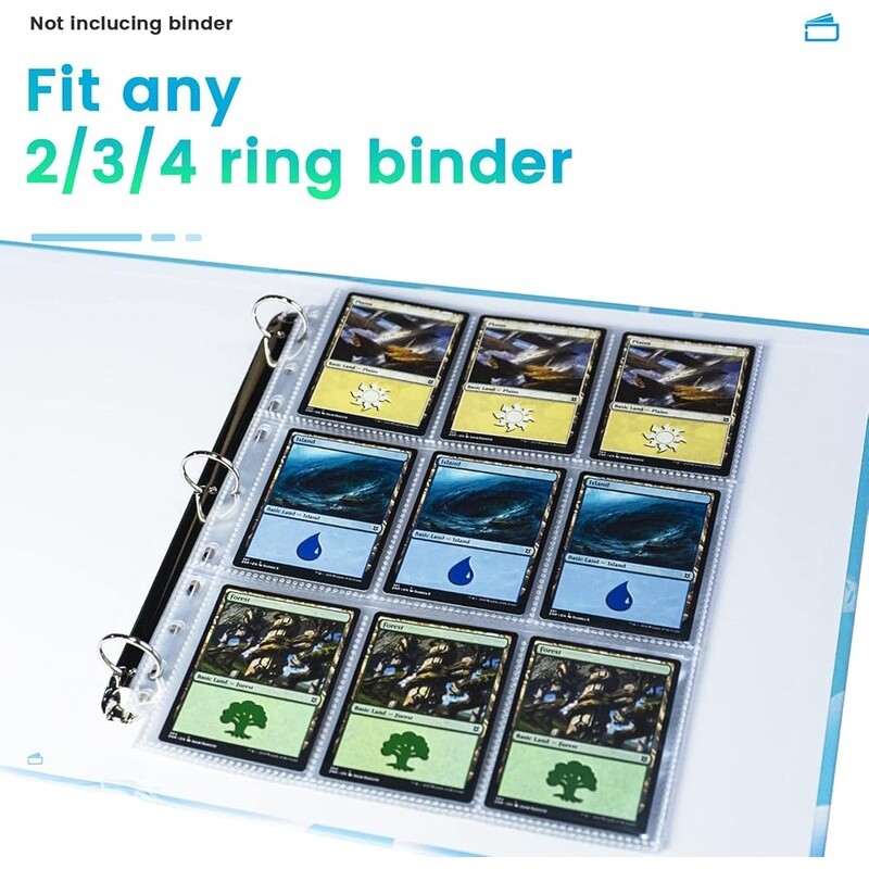 360 Pockets Binder Sleeves Double Sided Trading Card Pages Protector 3 Ring New