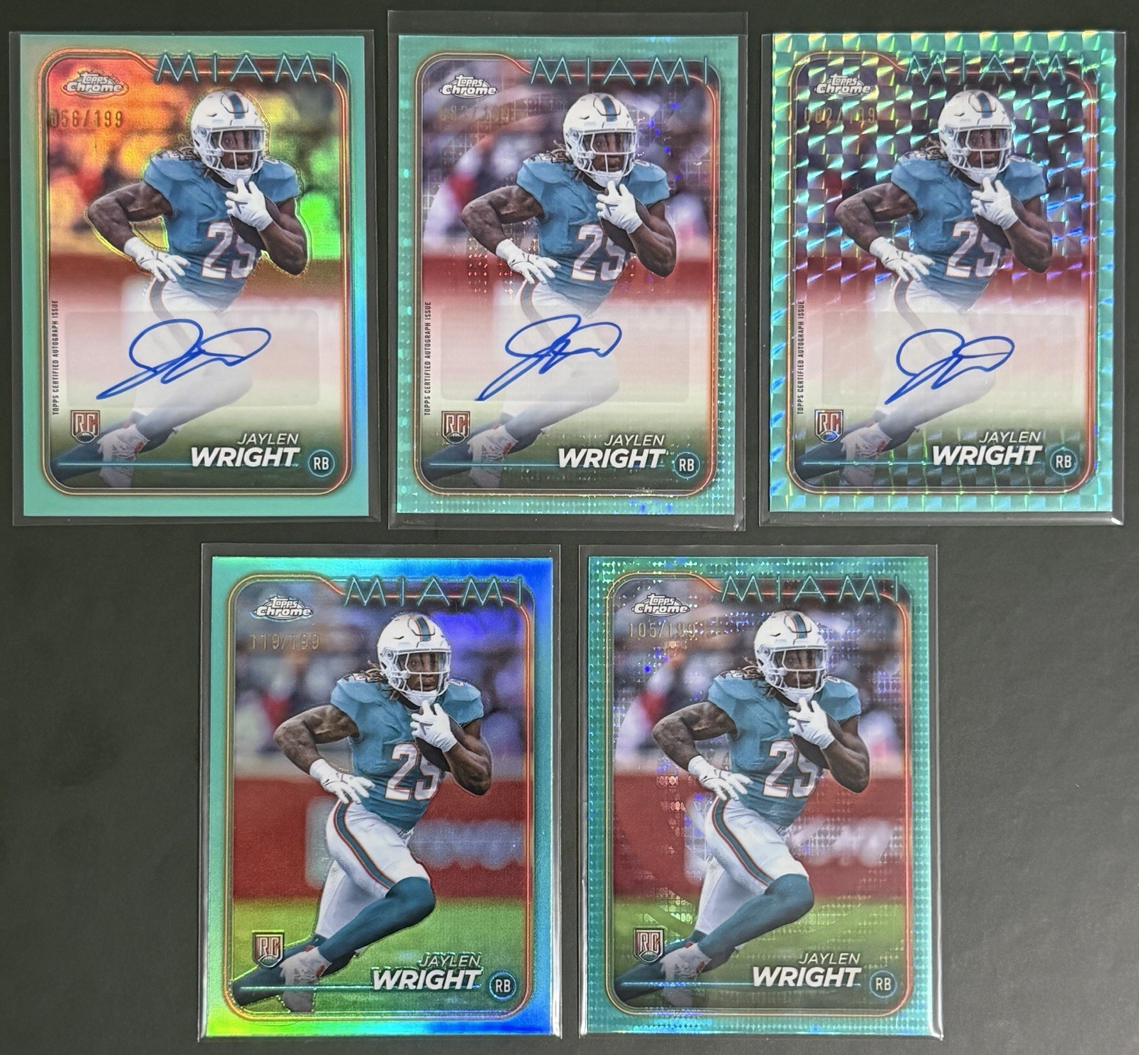 2024 Topps Chrome JAYLEN WRIGHT TEAM COLOR MATCH TEAL ROOKIE CARD LOT (AUTOS)