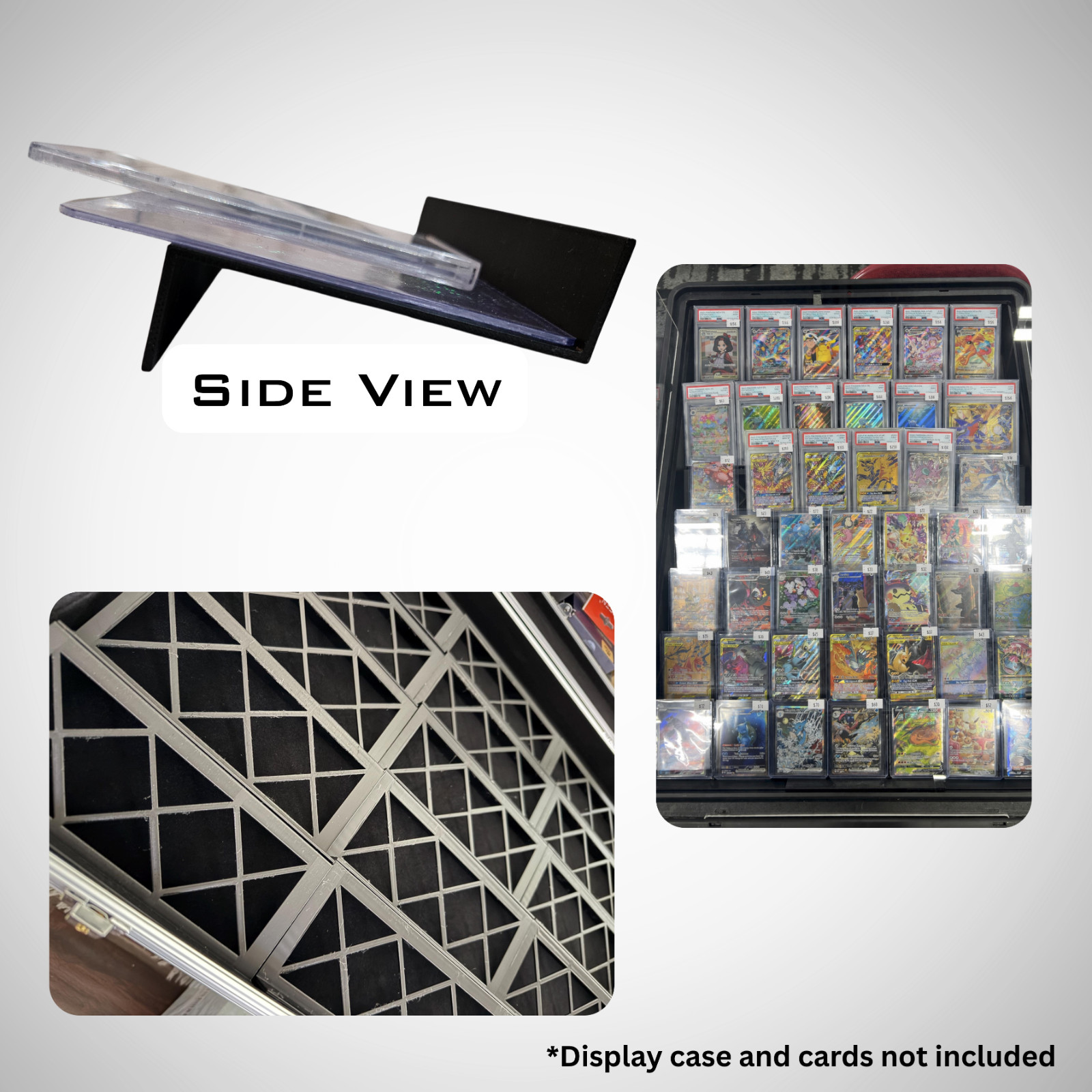 Display Case Card Riser Stands – Perfect for 24×36 Cases- 33 Risers! Holds slabs