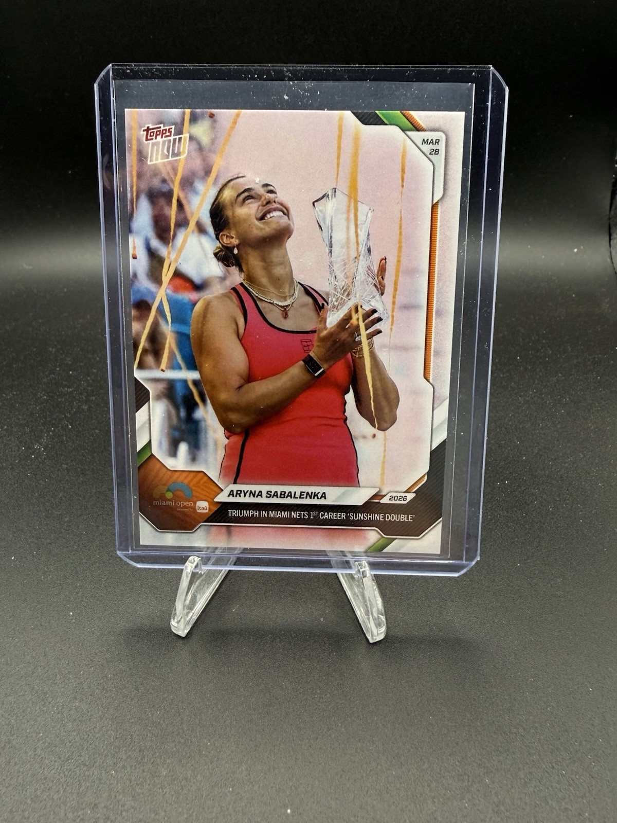 2026 Topps Now Tennis #13 Aryna Sabalenka WTA Wins Miami 1st Sunshine Double