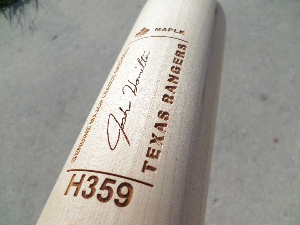 Josh Hamilton Louisville Slugger Bat 32″ Carved Label Maple Bat H359 9H RANGERS