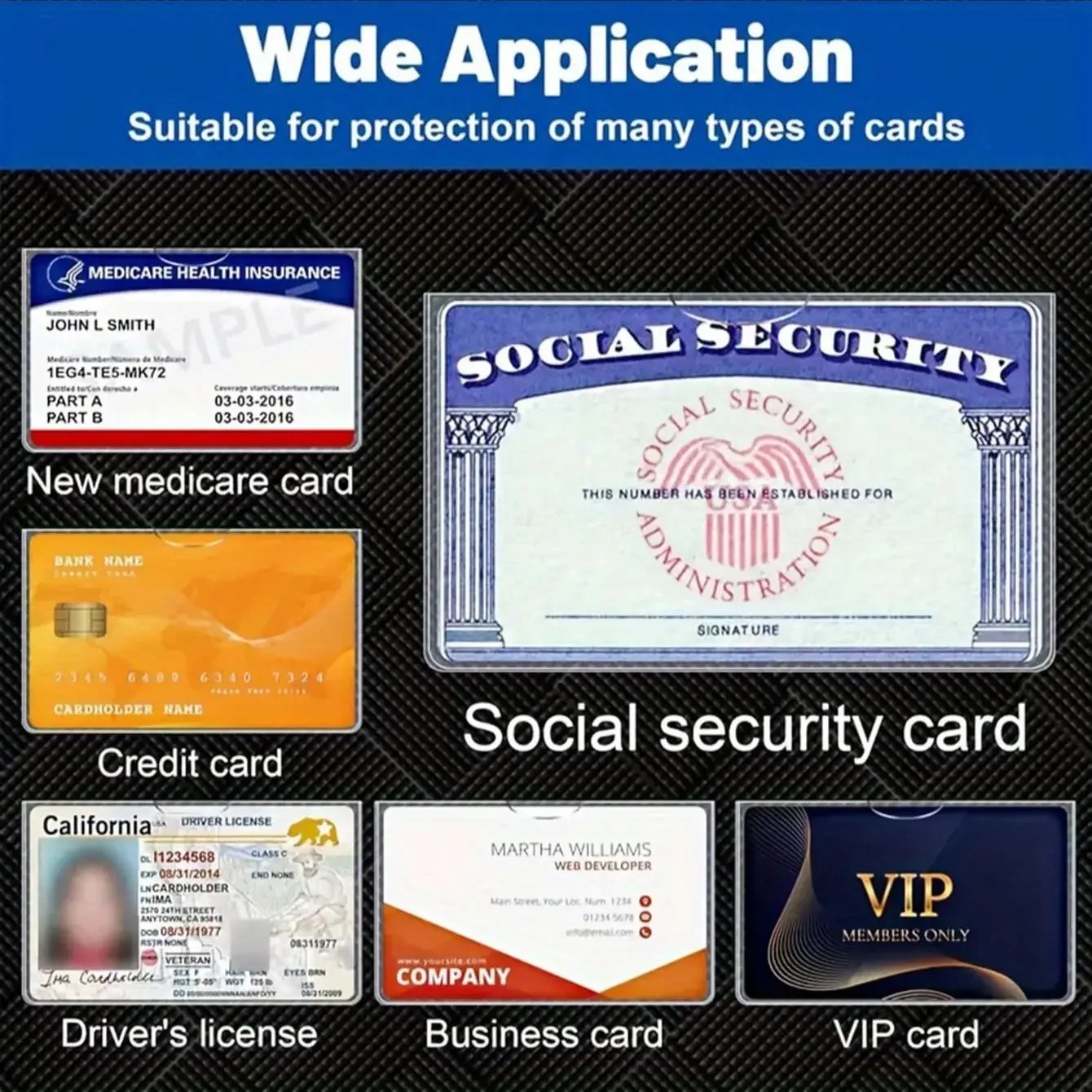 10 Pack Social Security Card Protector Medicare New Credit Card Holder,24 Mil So
