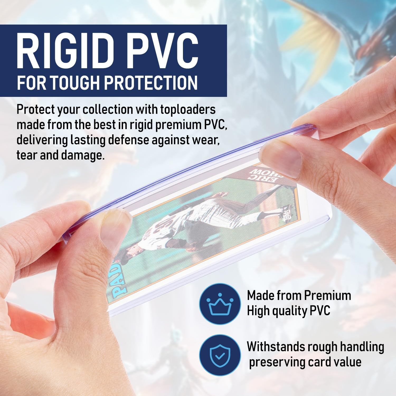 Premium Seamless 55PT – 100 Count Thick Top Loaders for Cards – Clear Plastic.