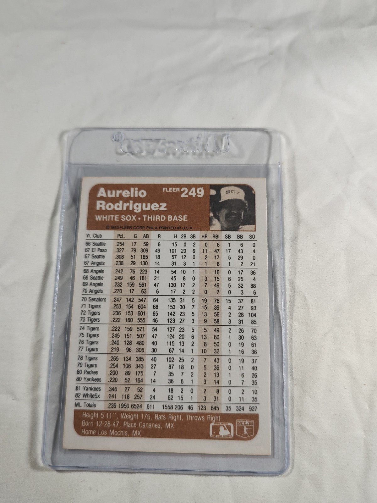 1983 Aurelio Rodriguez Fleer Auto Baseball Card #249