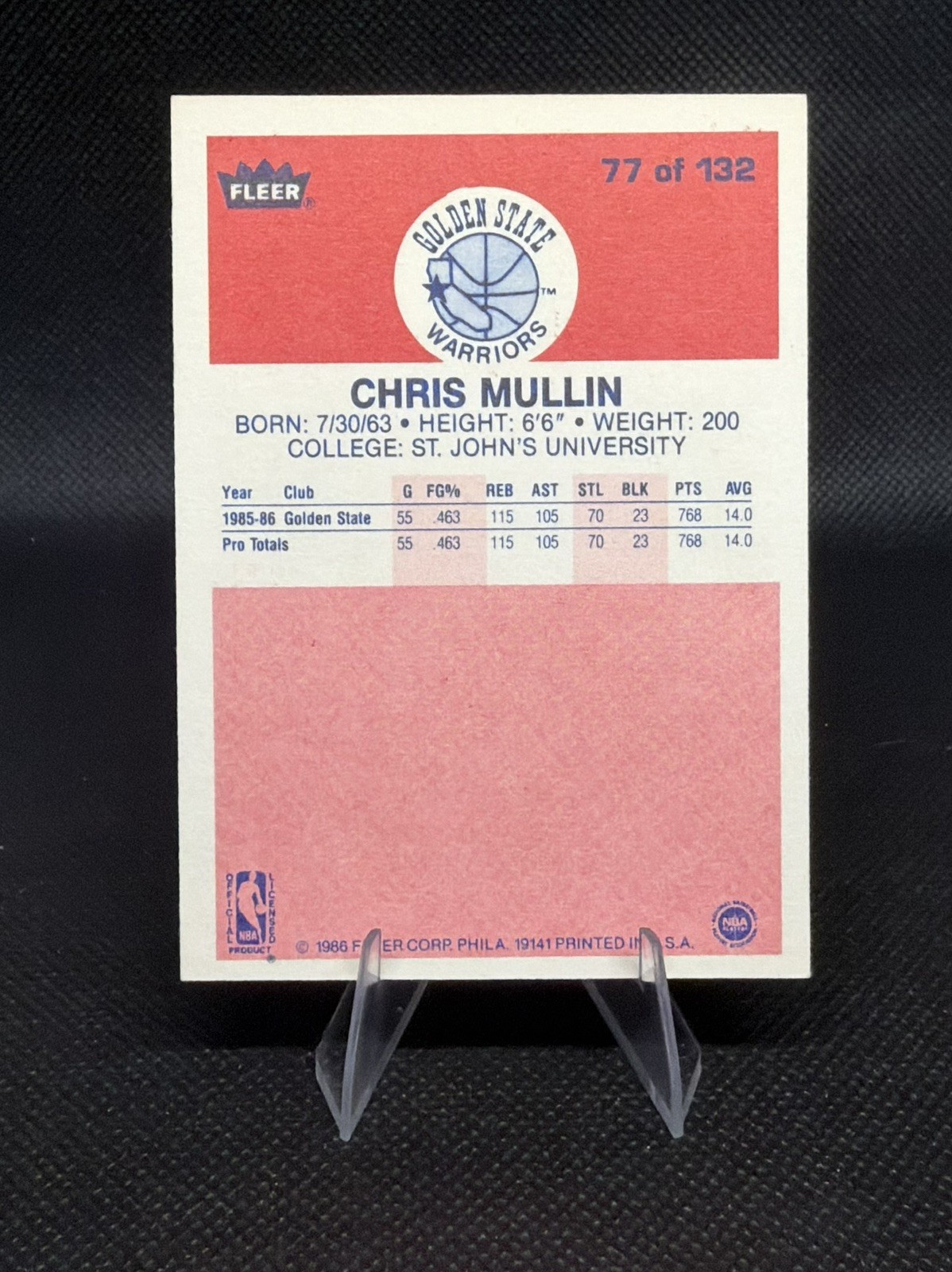 ⚡️1986-87 Fleer – GREAT CENTERING Chris Mullin #77 Rookie Card