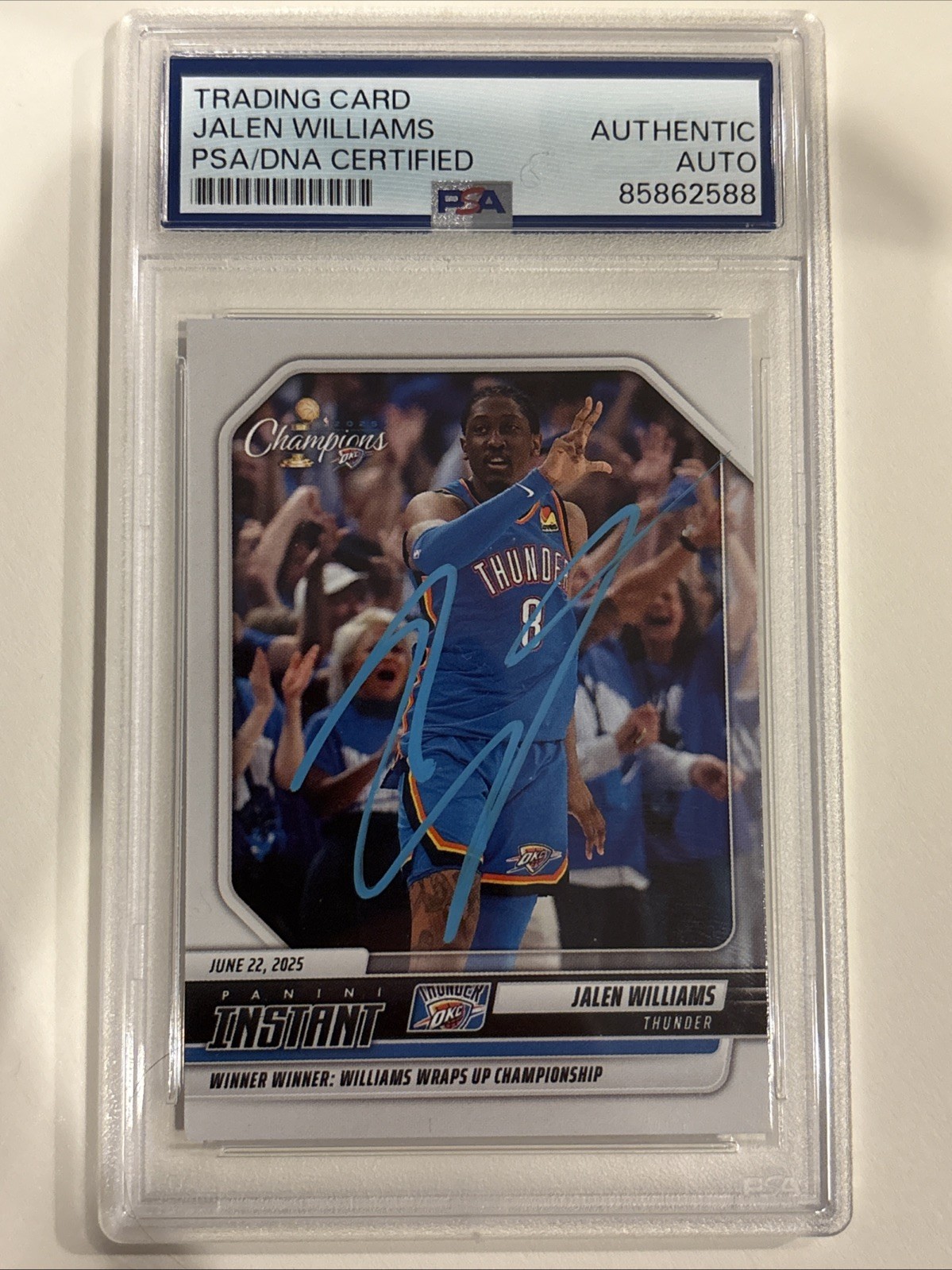 Signed On Card PSA NBA Champions Oklahoma City Thunder #26 Jalen Williams