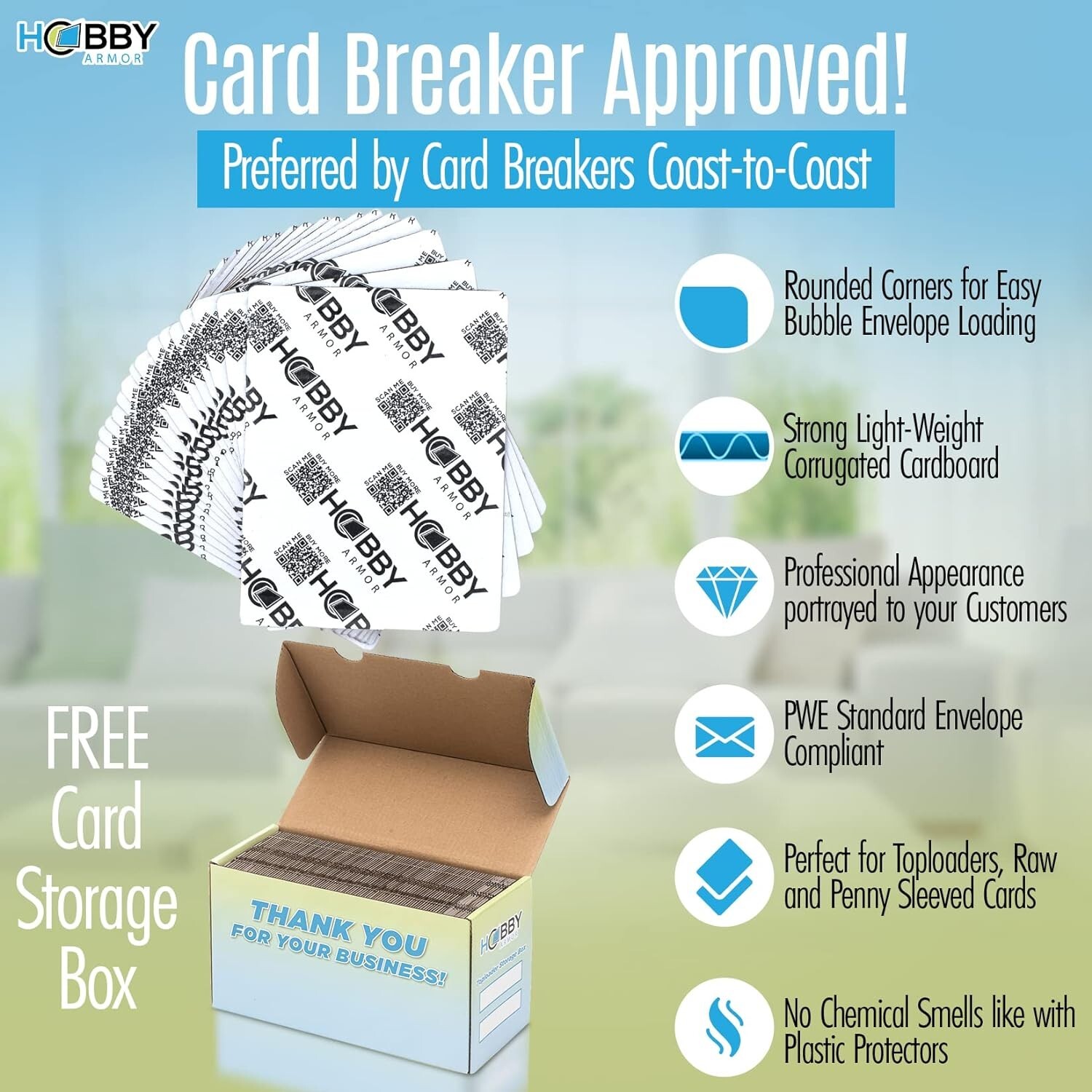 Cardboard Card Protectors for Shipping – 100 Pack & Storage Box – 3.5×4.5 Inches