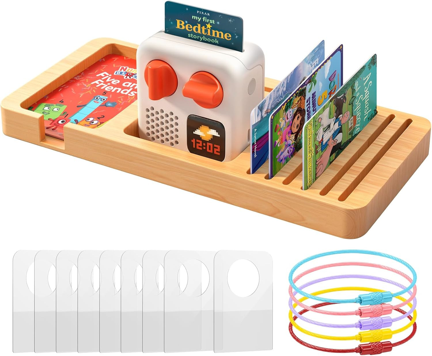 Card Holder for Yoto Mini: Wooden 11-Slot Large Capacity Anti-Loss Organizer for