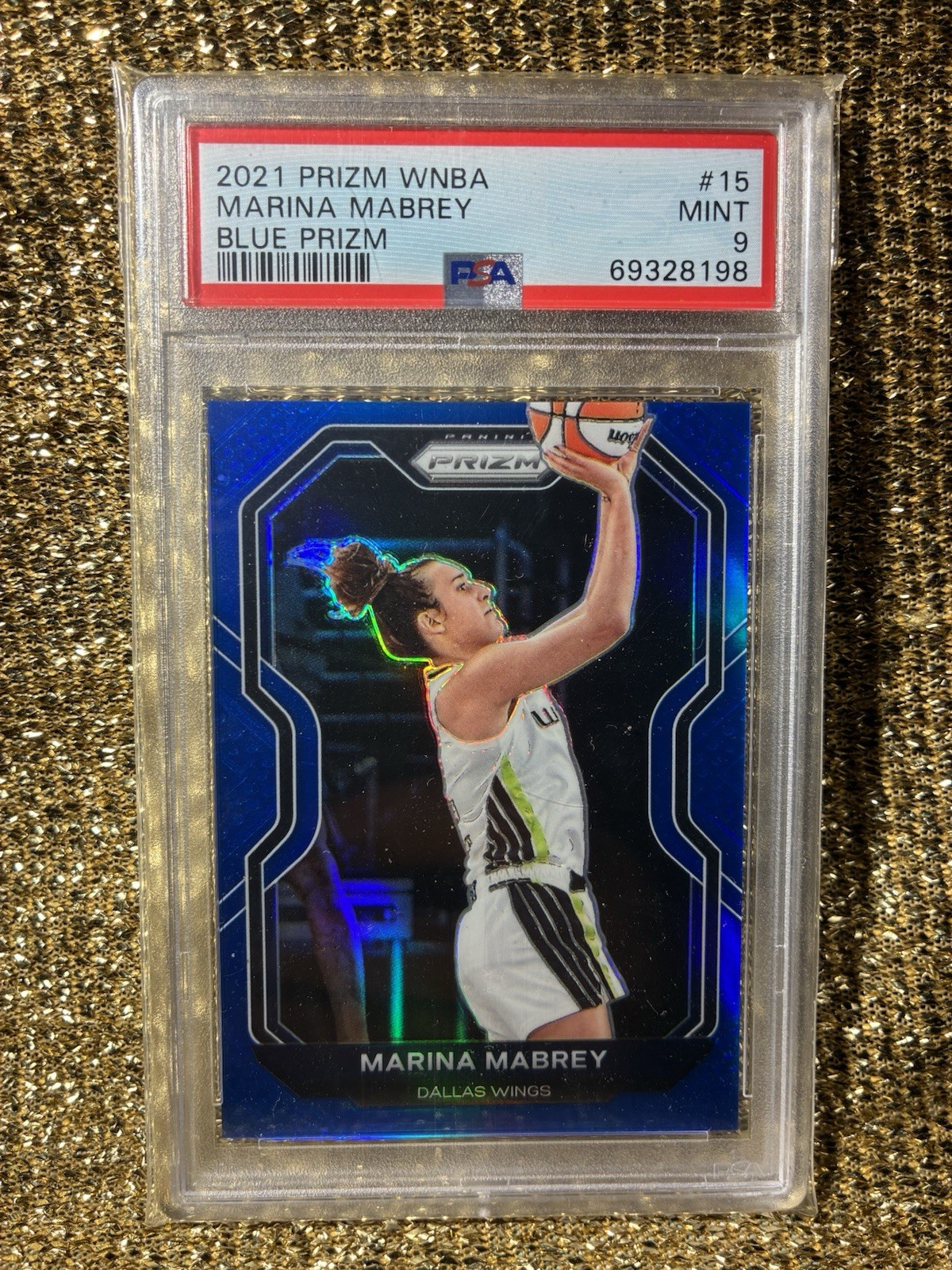 Marina Mabrey 2021 WNBA Prizm BLUE #15 Toronto Tempo 48/149 RC PSA 9