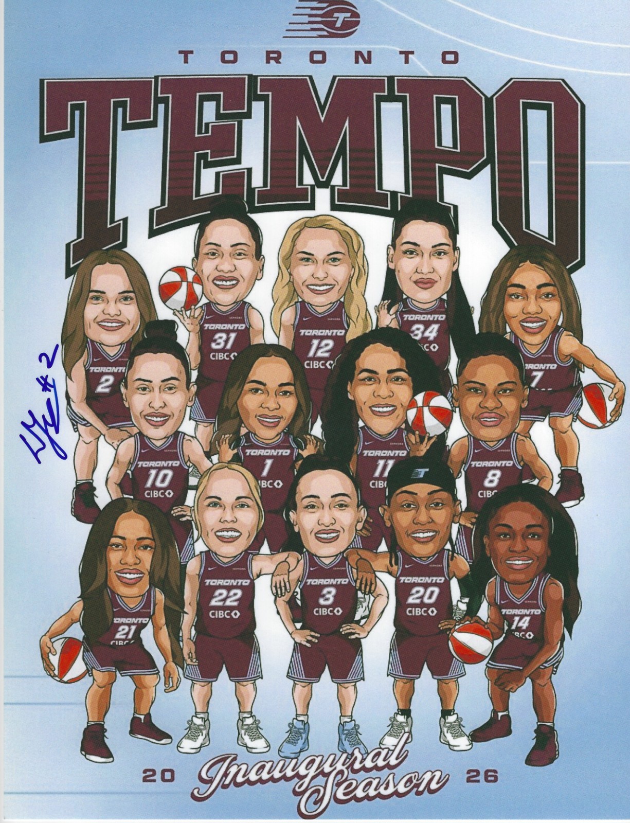 LAURA JUSKAITE Signed 8.5 x 11 Photo Toronto Tempo WNBA Basketball FREE SHIPPING