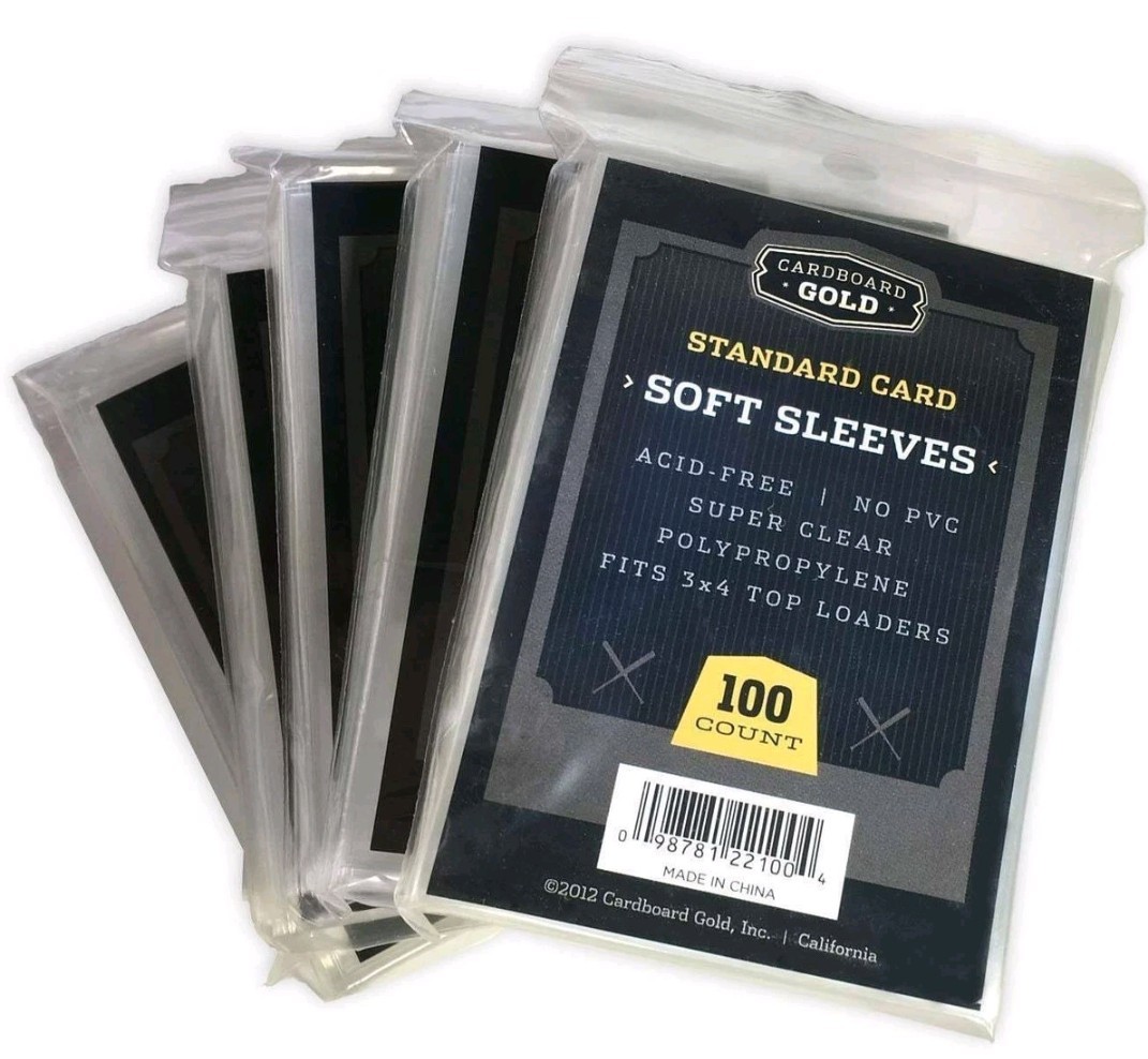 100ct Penny Card Sleeves for 3×4 Top Loaders Standard Size Cardboard Gold CBG