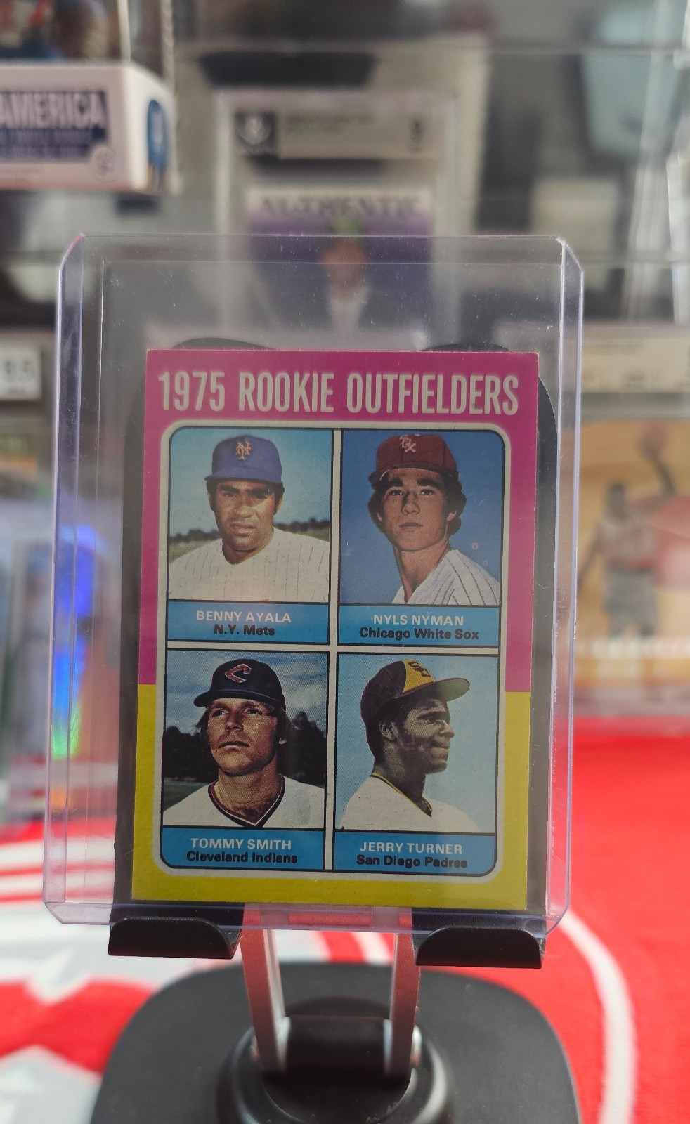 1975 Topps Mini – 1975 Rookie Outfielders Ayala/Nyman/Smith/Turner #619