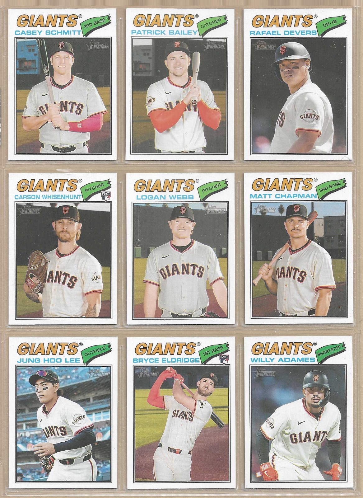 2026 Topps Heritage SAN FRANCISCO GIANTS Base Team Set of (9) Devers Eldridge