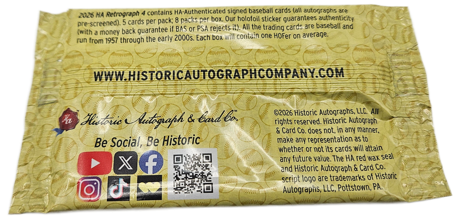 2026 Historic Autographs Retrograph 4 Baseball Sealed Hobby Pack – 5 Autographs