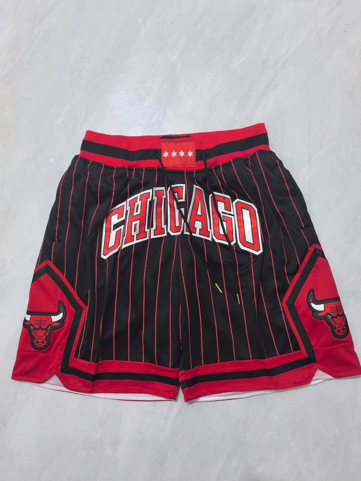 2026 New Chicago Bulls Men Black/Stripe Pockets stitched Shorts Size US