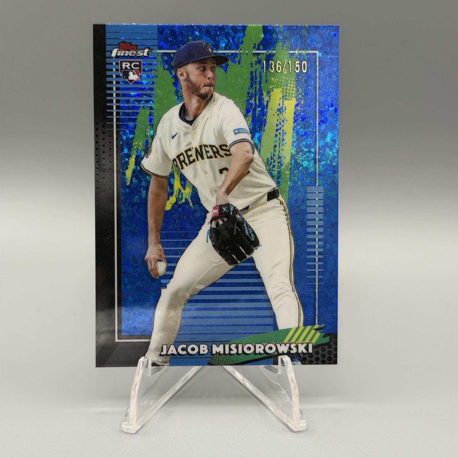 Topps 2026 Finest Blue Mini Diamond Jacob Misiorowski RC /150 Brewers #82