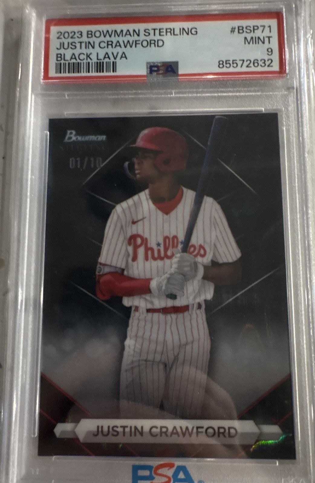 2023 Bowman Sterling – Prospects Justin Crawford #BSP-71 Black Lava Refractor…