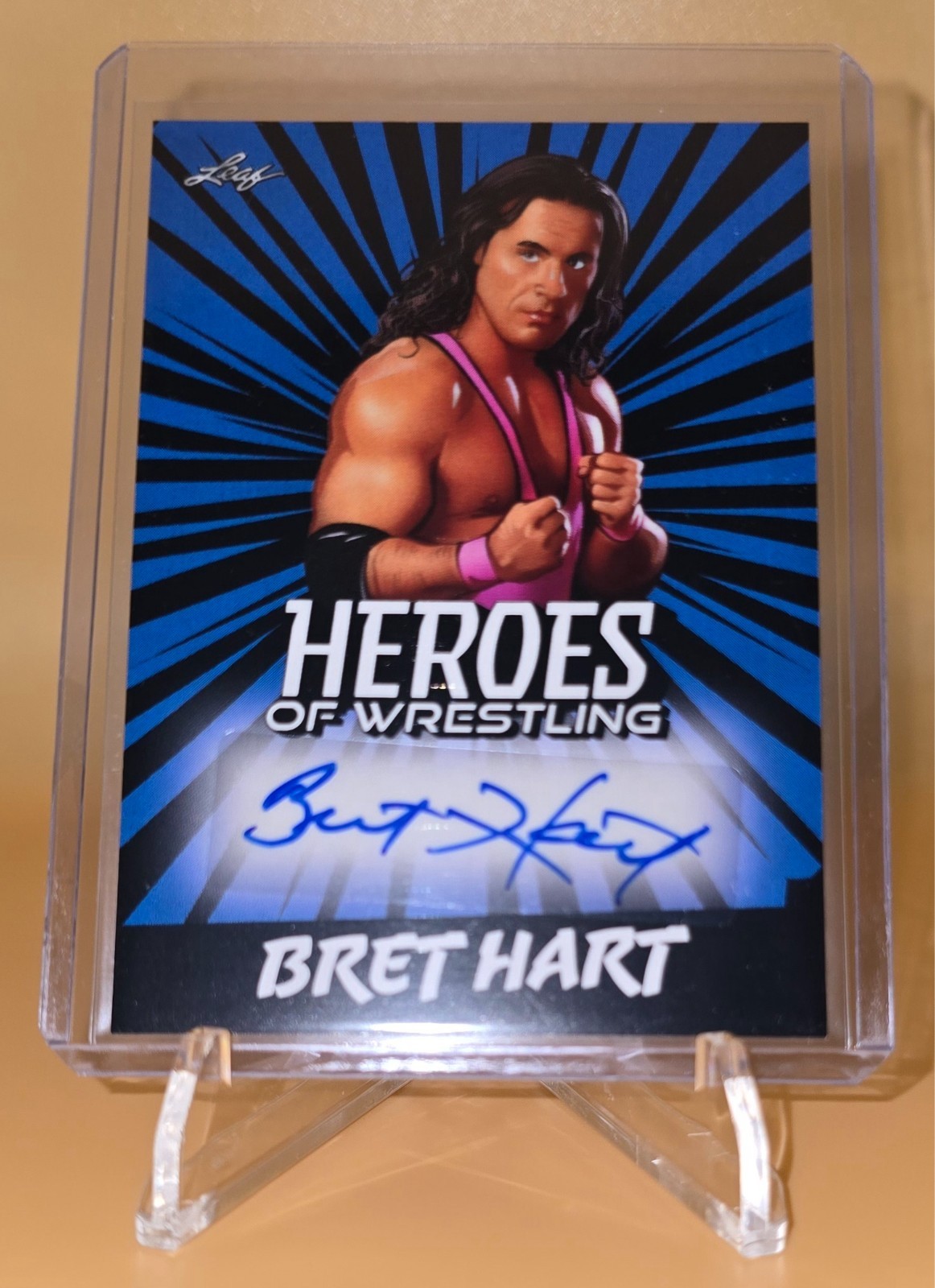 Bret Hart Autograph 2023 Leaf Heroes Of Wrestling Blue Parallel BA-BH2 Signed