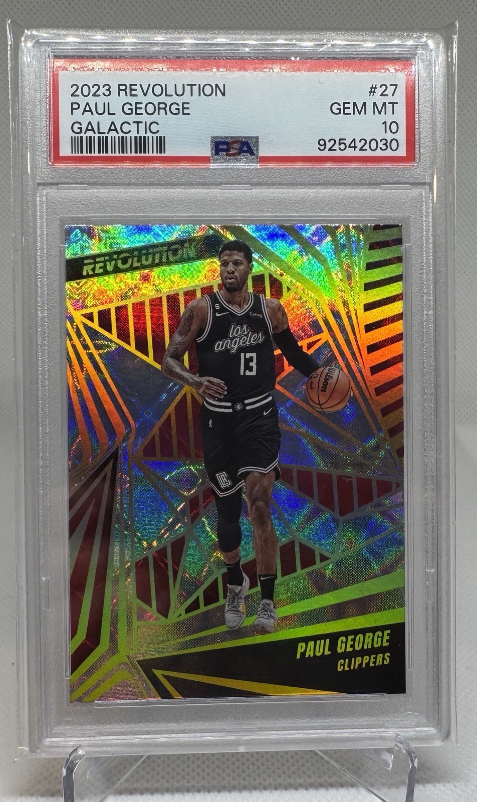 2023-24 Panini Revolution – Paul George GALACTIC SSP Case Hit PSA 10 Pop 1