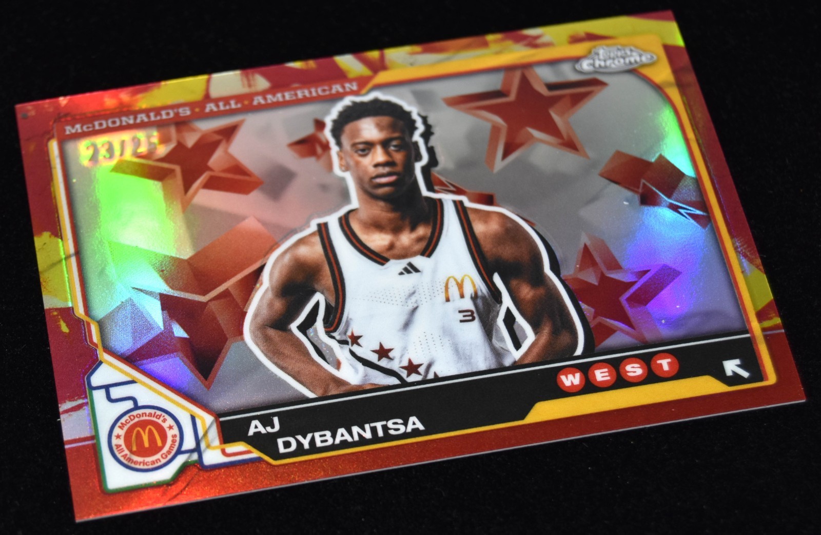 2025 Topps Chrome McDonald’s All-American AJ Dybantsa #45 Tie-Dye Refractor /25