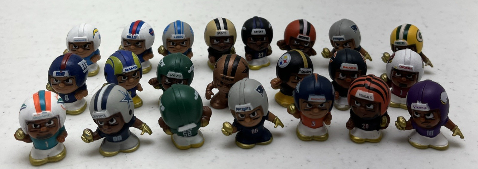 Teenymates NFL AFC Lot of 22 Bronco Bears Cowboys Patriots Jets Gold Duplicates