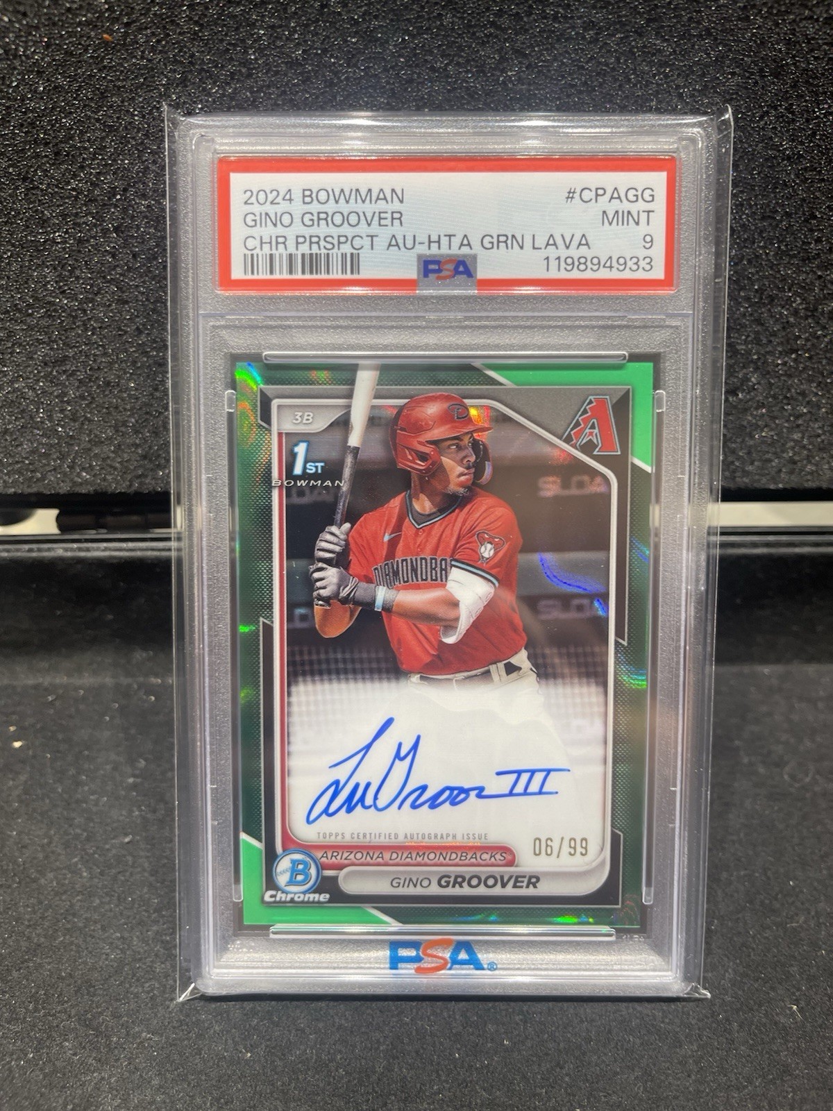 LuJames “Gino” Groover 1st Bowman Chrome Auto Green Lava /99 PSA 9 2024 Bowman