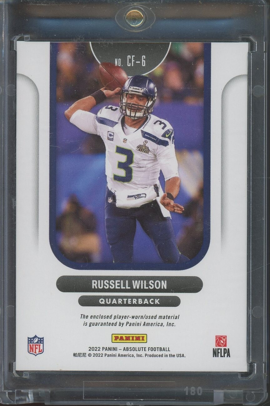 2022 Panini Absolute Russell Wilson #CF-6 Championship Fabric NFL Shield 1/1