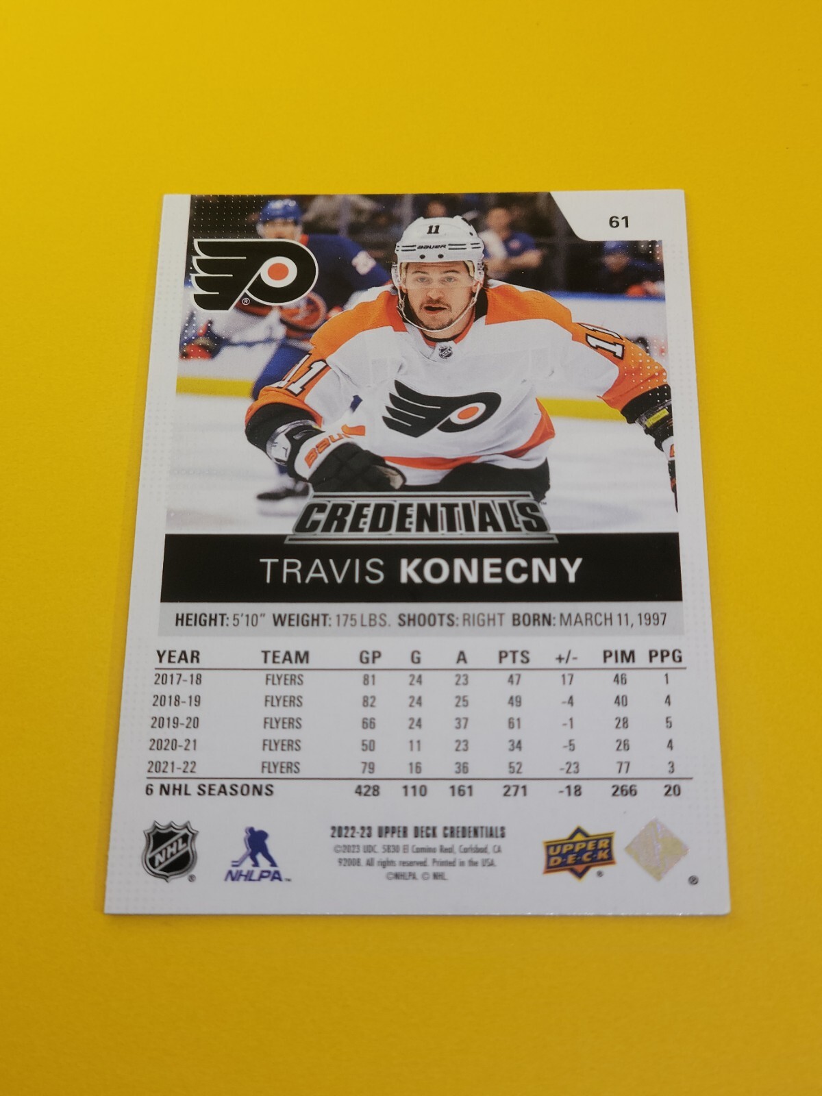 2022-23 Upper Deck Credentials Base Flyers Travis Konecny #61