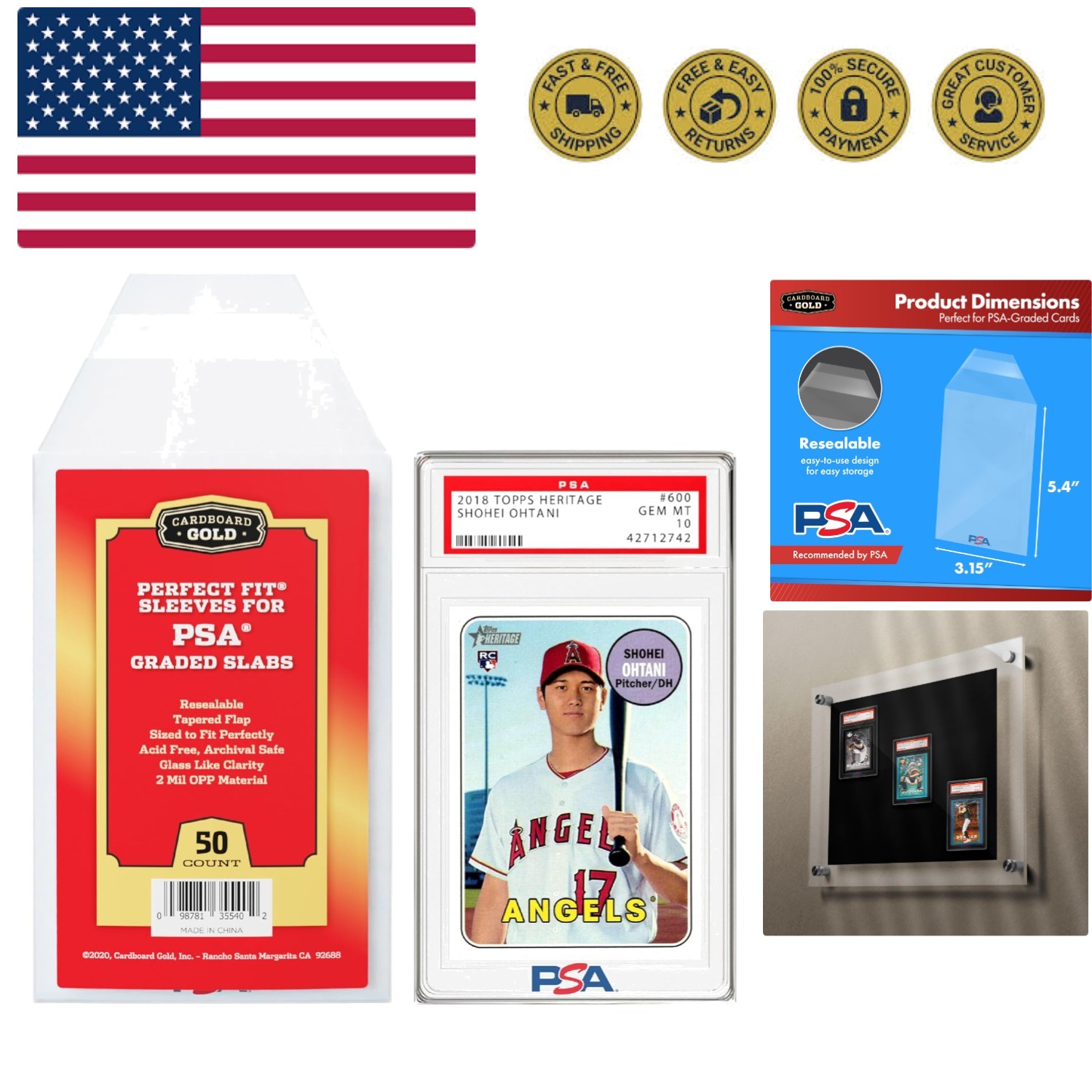 PSA Graded Card Sleeves – 50 Count with PSA Logo, Resealable Slabs Sleeve – P…