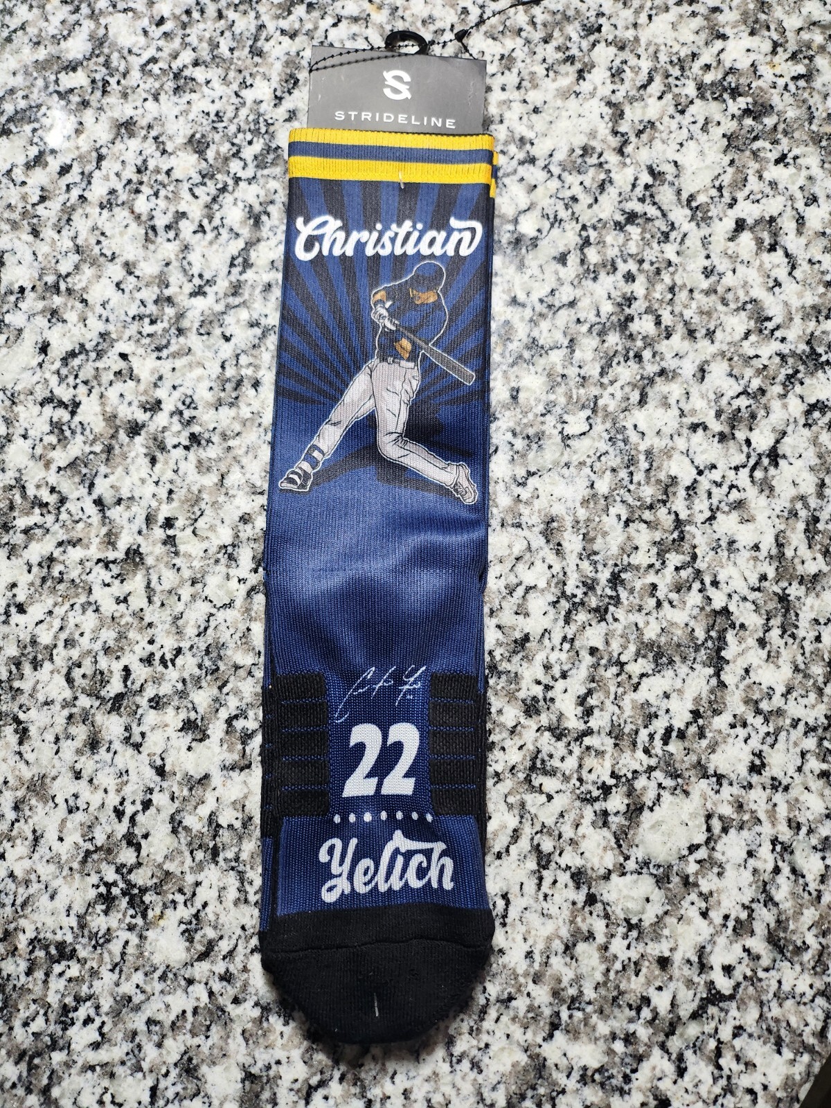 Strideline Christian Yelich Milwaukee Brewers 22 Authentic Premium Socks Crew