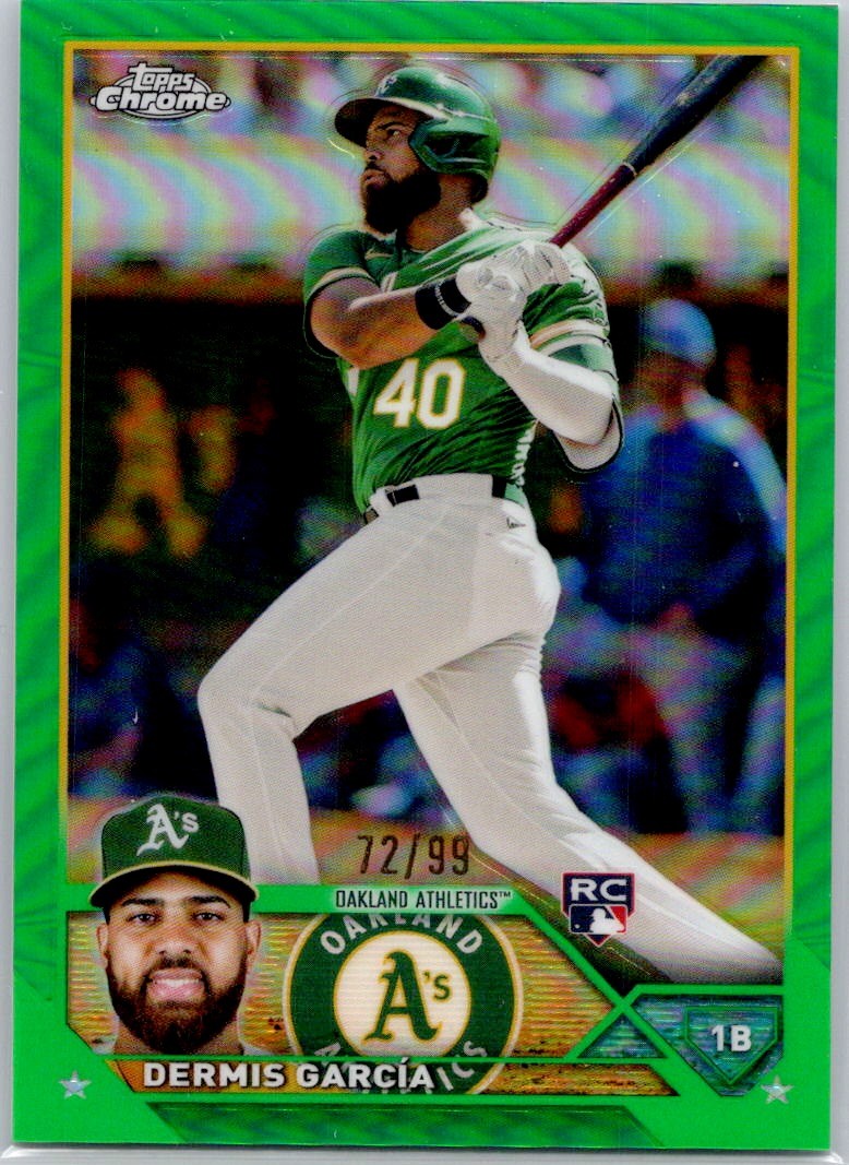 2023 Topps Chrome Green Refractors #183 Dermis García #/99 RC Athletics