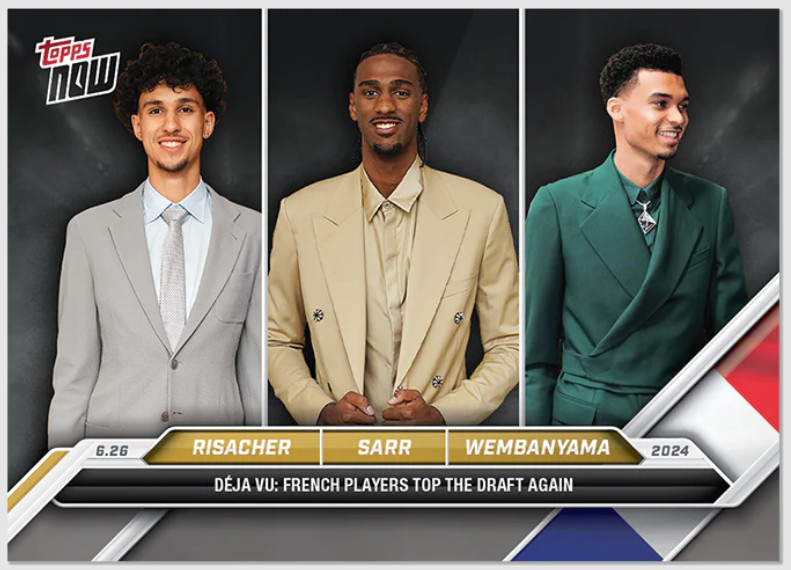 2024 Topps Now NBA #D-RSW Zaccharie Risacher Alex Sarr Victor Wembanyama Spurs