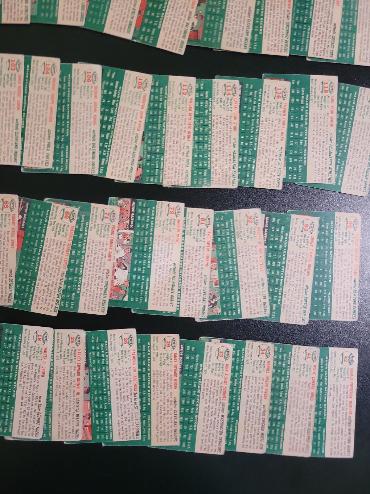 1954 Topps Baseball Card Lot – 43 Different Cards – W/ Hank Sauer and Gene Smith