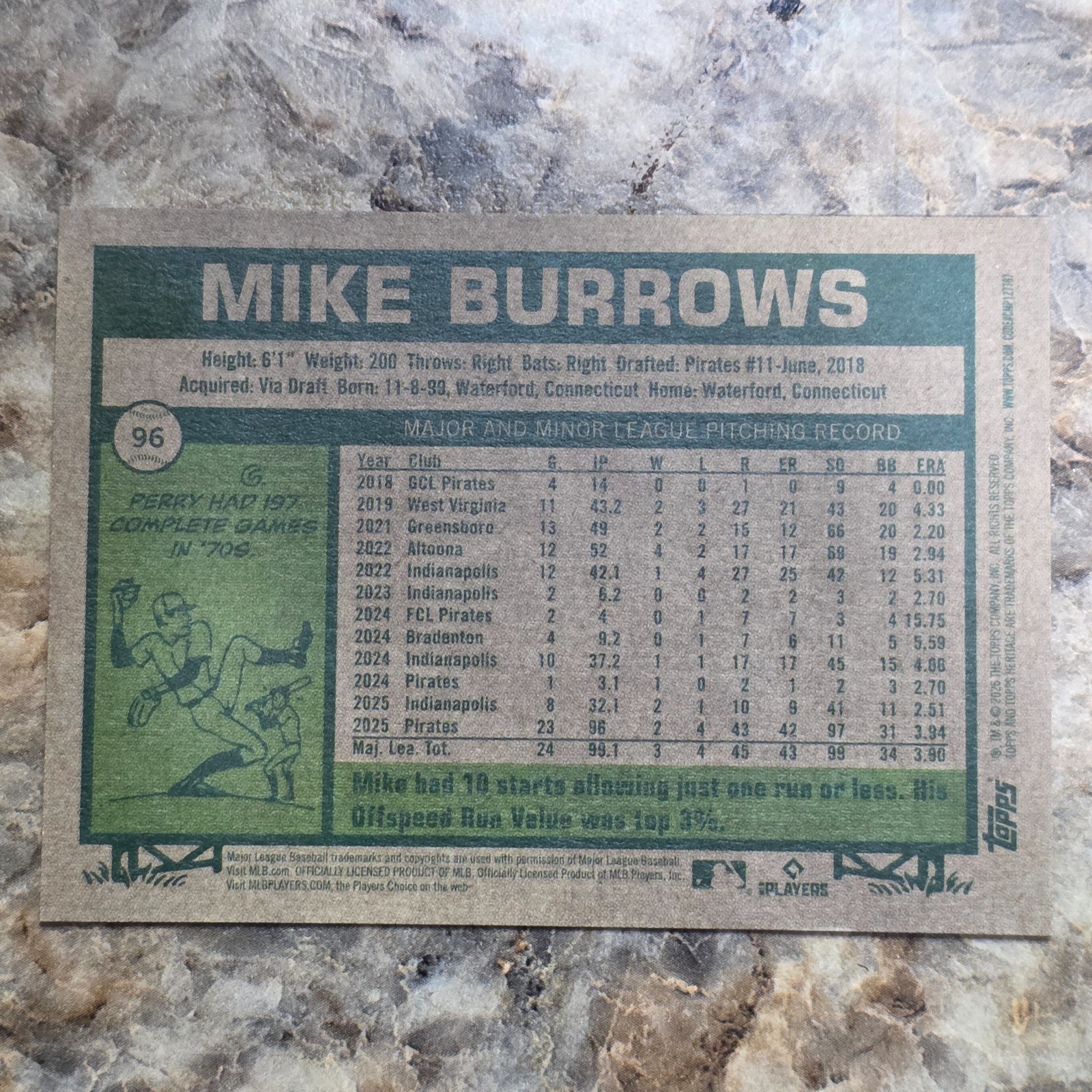 2026 Topps Heritage Mike Burrows #96 Short Print SP Pittsburgh Pirates